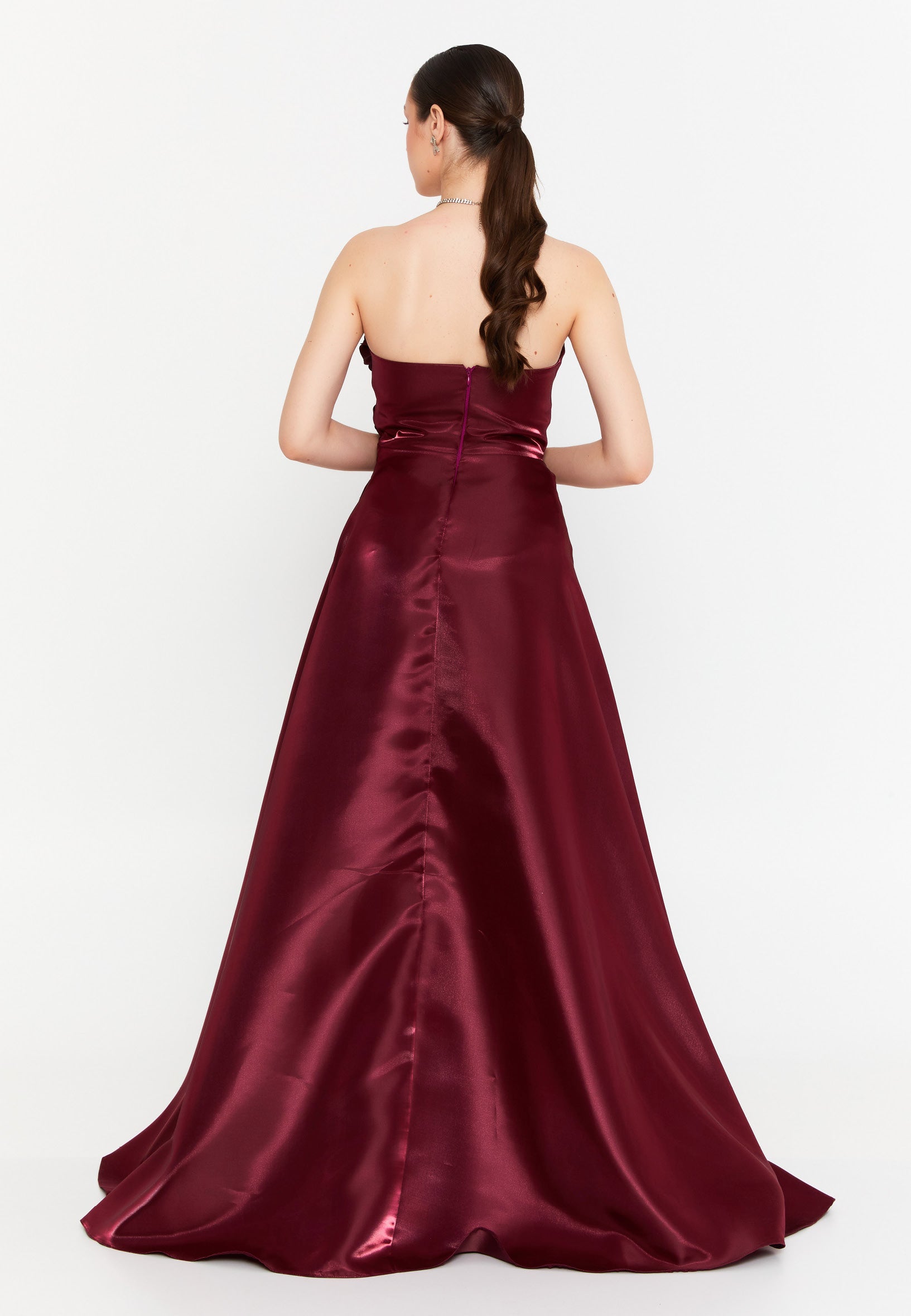 Strapless Maxi Polyester Column Regular Wedding Guest Dress vie1371 - Wedding Guest Dress - Istanbul Fashion Center