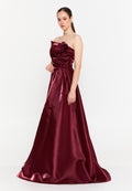 Strapless Maxi Polyester Column Regular Wedding Guest Dress vie1371 - Wedding Guest Dress - Istanbul Fashion Center