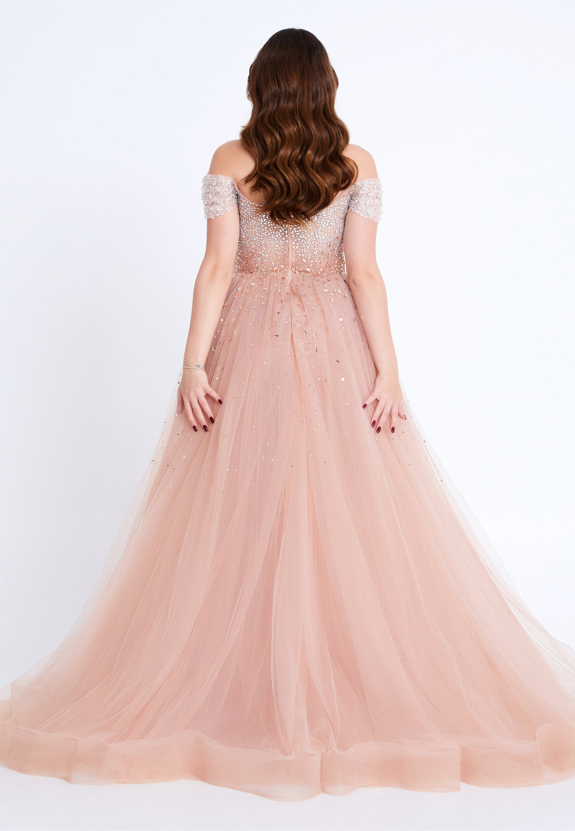 Off Shoulder Maxi Tulle Mermaid Regular Prom Dress mti80104 - Prom Dress - Istanbul Fashion Center