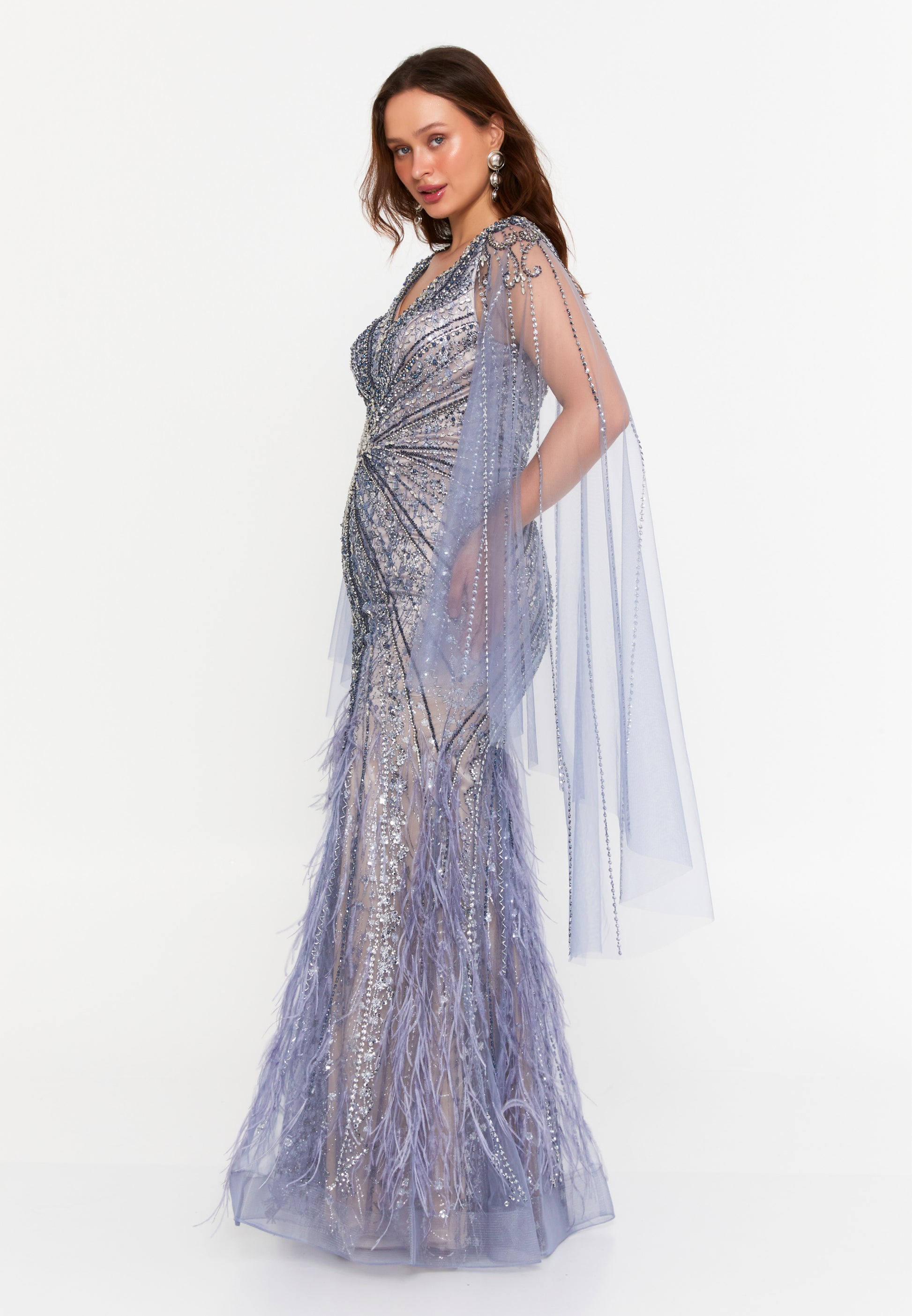 Sleeveless Maxi Tulle Mermaid Regular Prom Dress drc5222 - Prom Dress - Istanbul Fashion Center