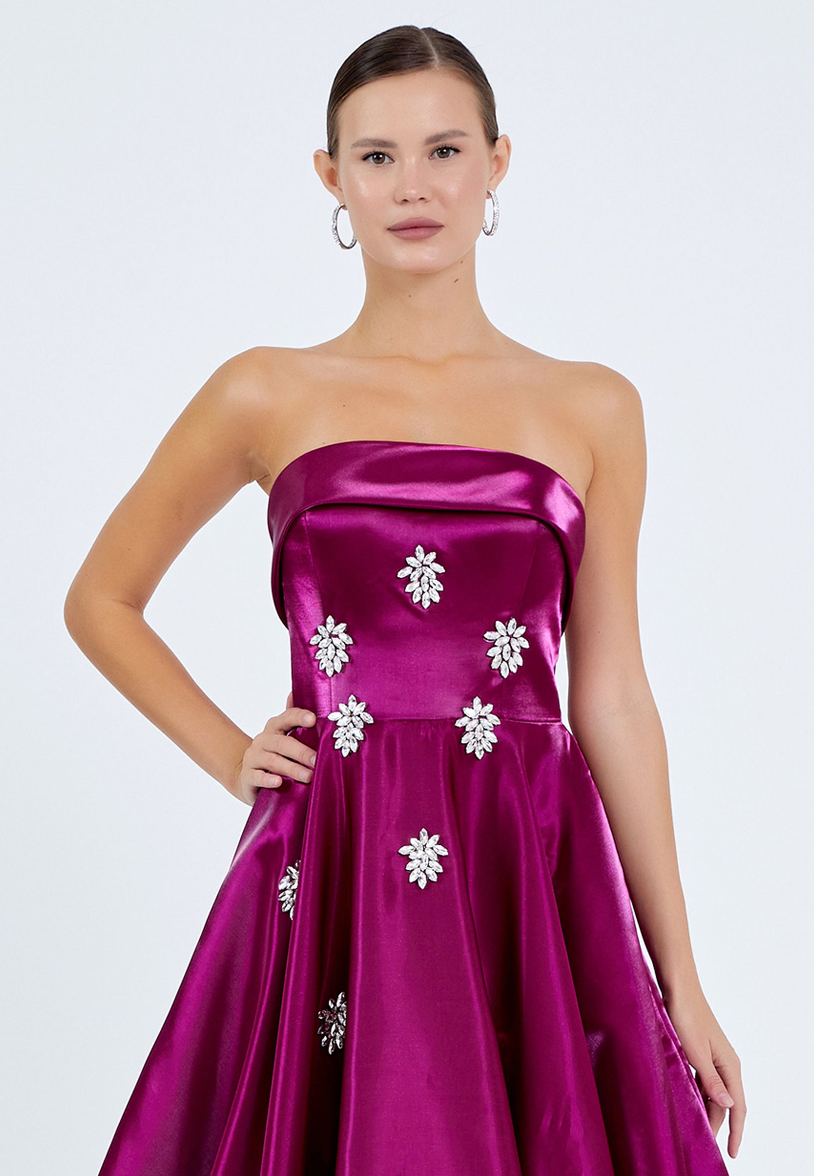 Strapless Maxi Polyester A - Line Regular Prom Dress ins3117 - Prom Dress - Istanbul Fashion Center