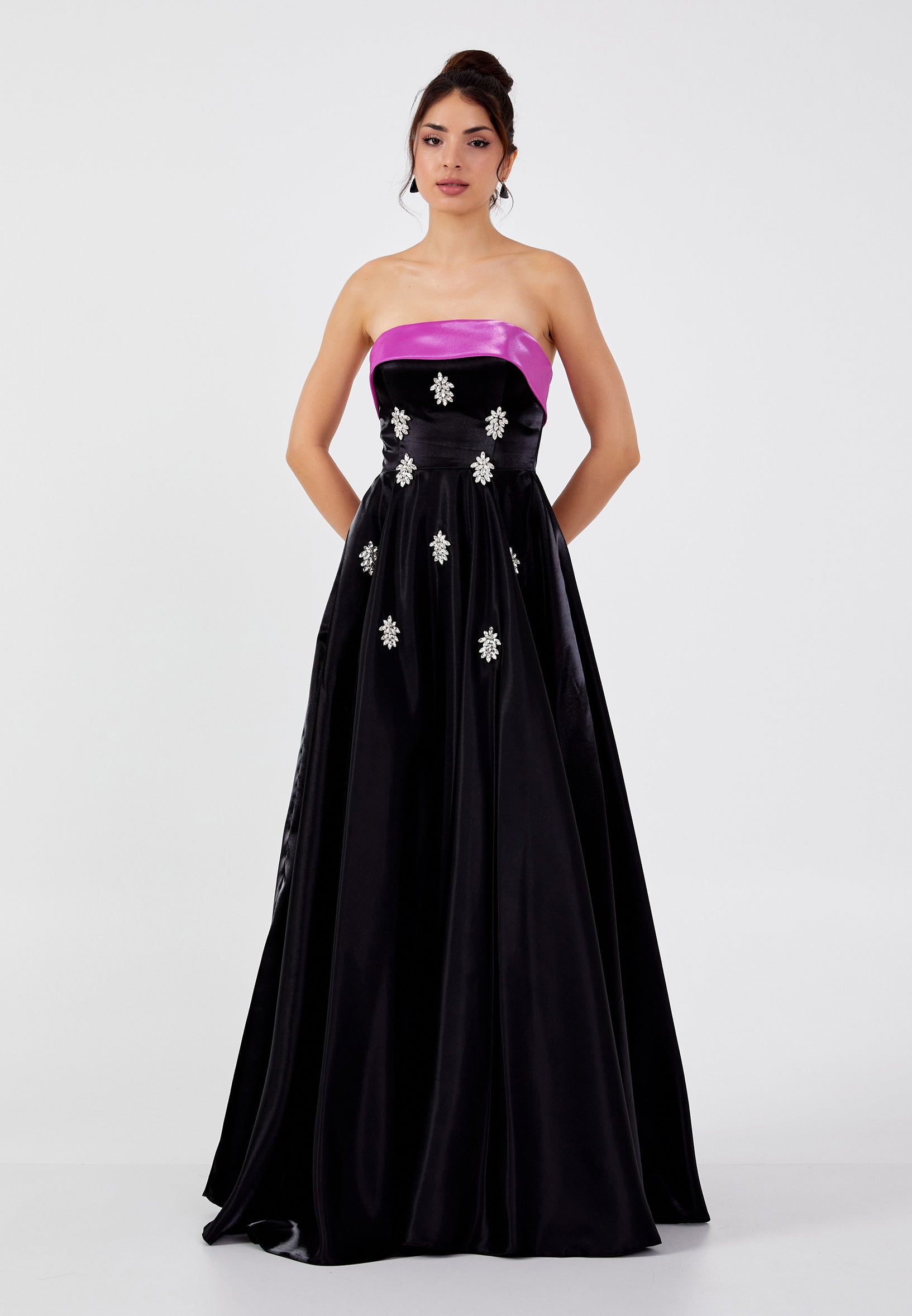 Strapless Maxi Polyester A - Line Regular Prom Dress ins3117 - Prom Dress - Istanbul Fashion Center