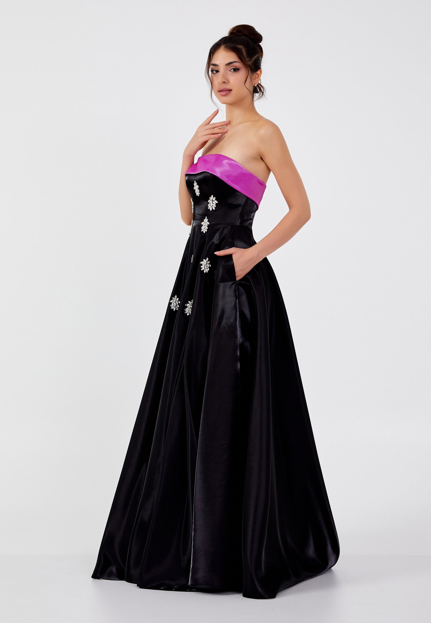 Strapless Maxi Polyester A - Line Regular Prom Dress ins3117 - Prom Dress - Istanbul Fashion Center