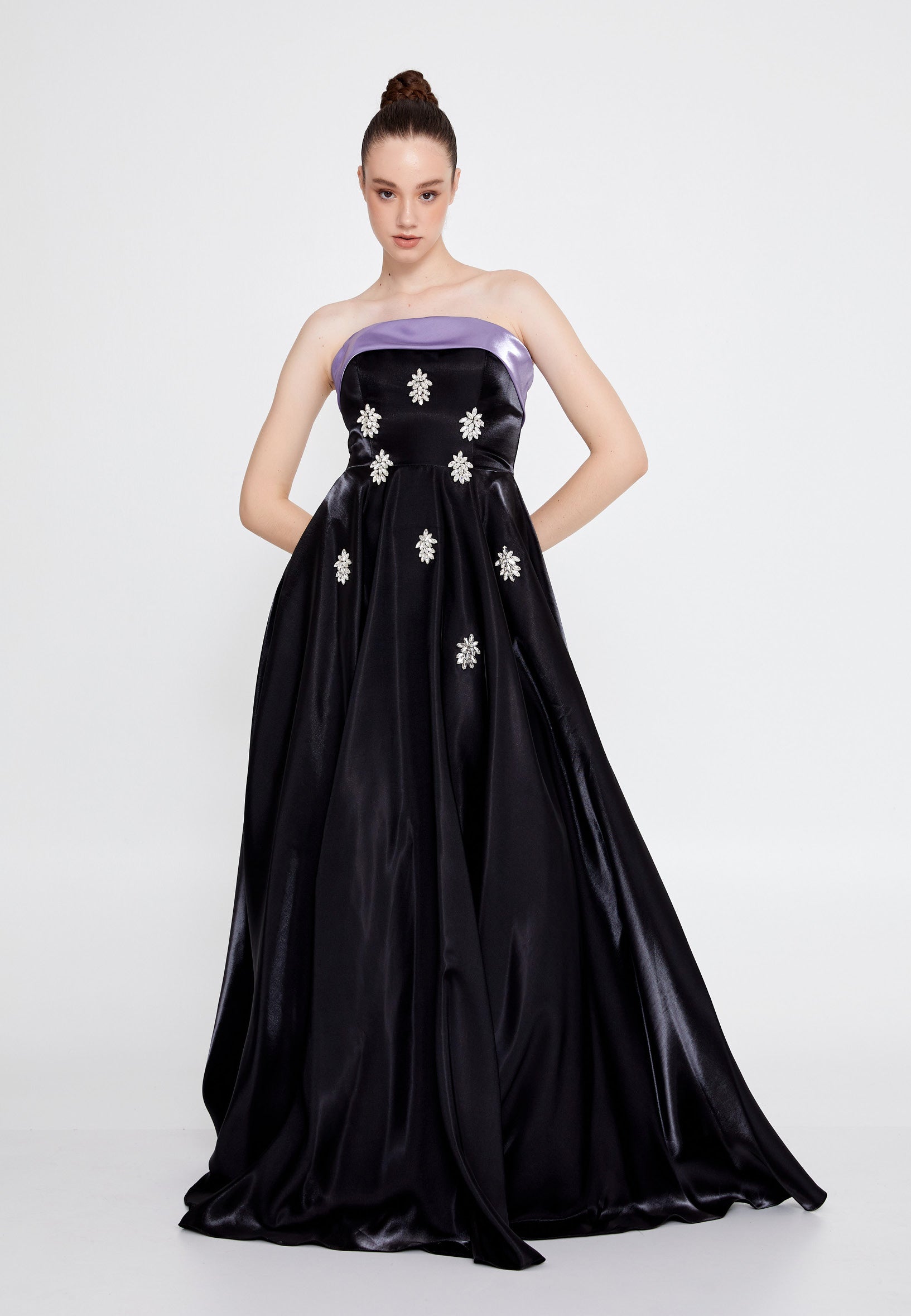 Strapless Maxi Polyester A - Line Regular Prom Dress ins3117 - Prom Dress - Istanbul Fashion Center