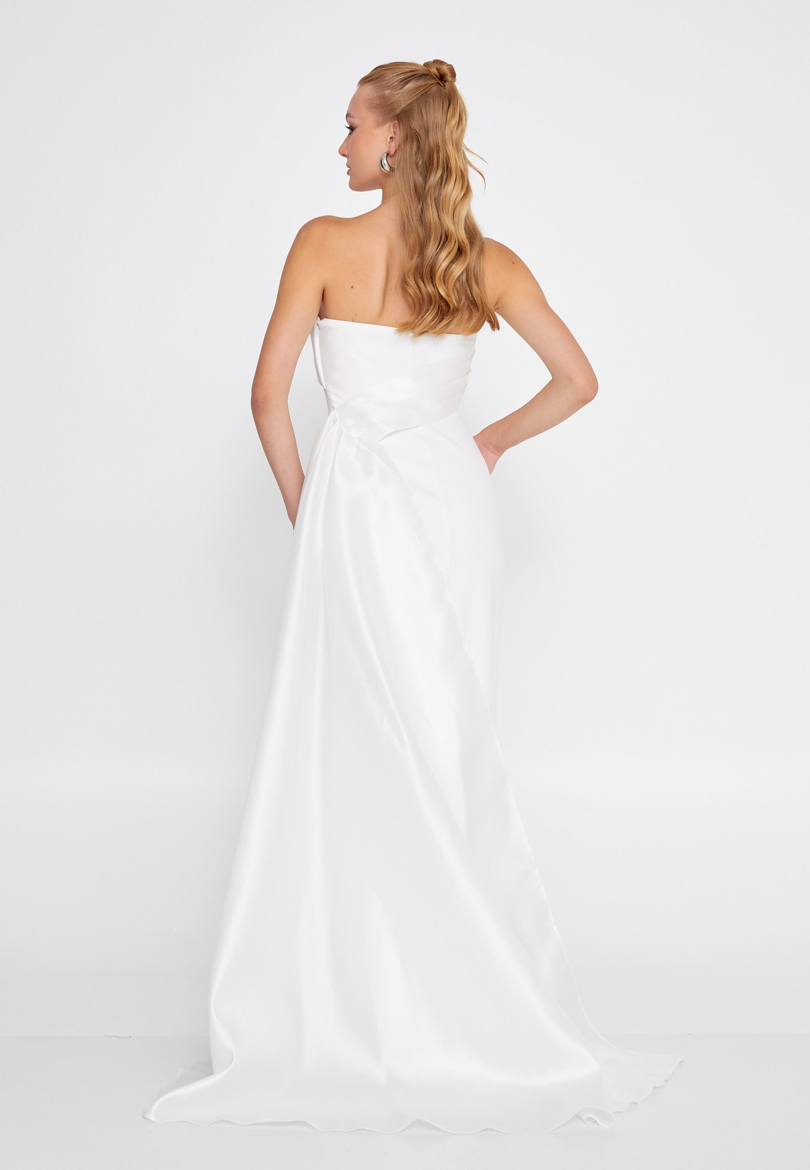 Strapless Maxi Crepe Mermaid Regular Wedding Guest Dress hot5245 - Wedding Guest Dress - Istanbul Fashion Center