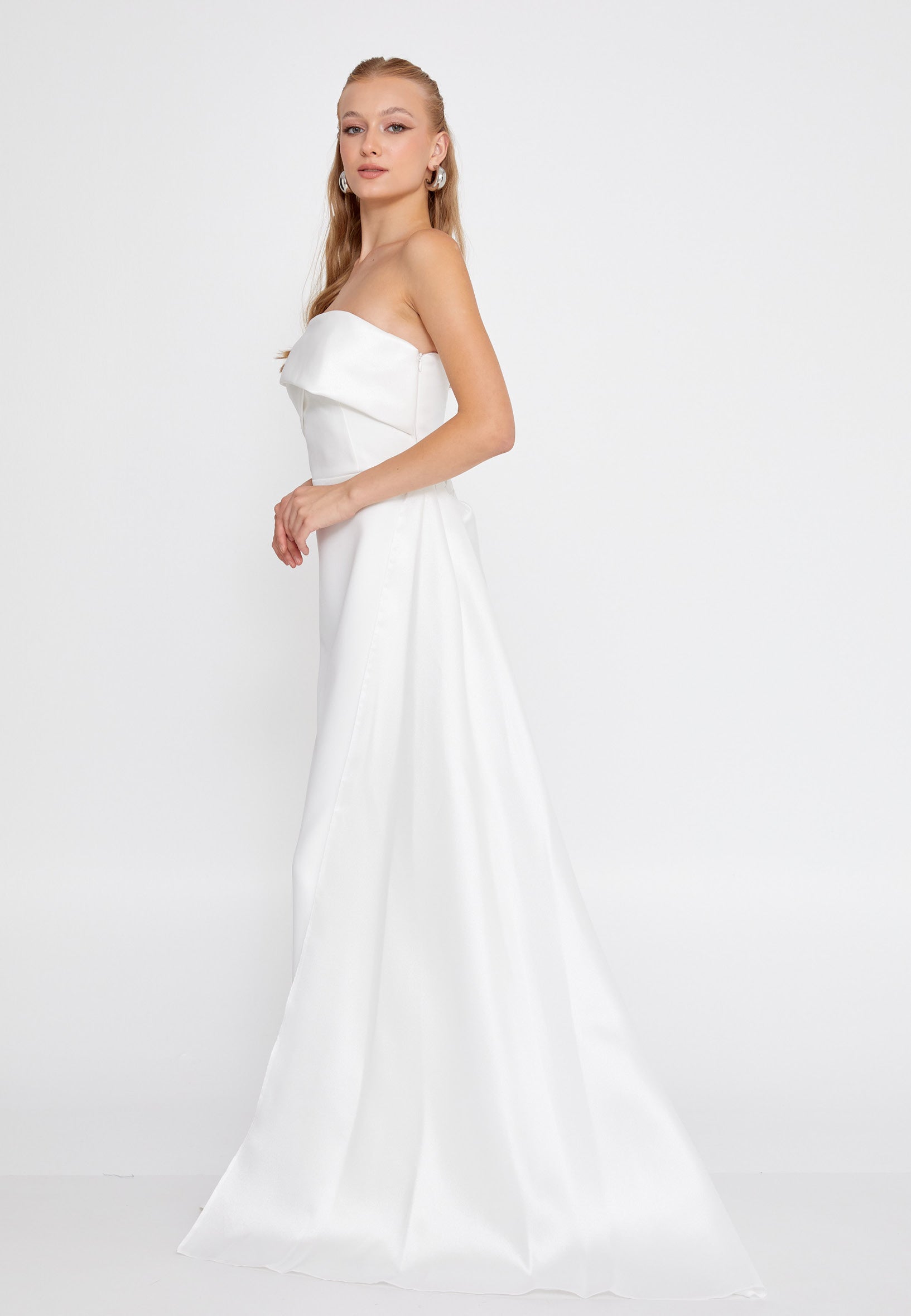 Strapless Maxi Crepe Mermaid Regular Wedding Guest Dress hot5245 - Wedding Guest Dress - Istanbul Fashion Center
