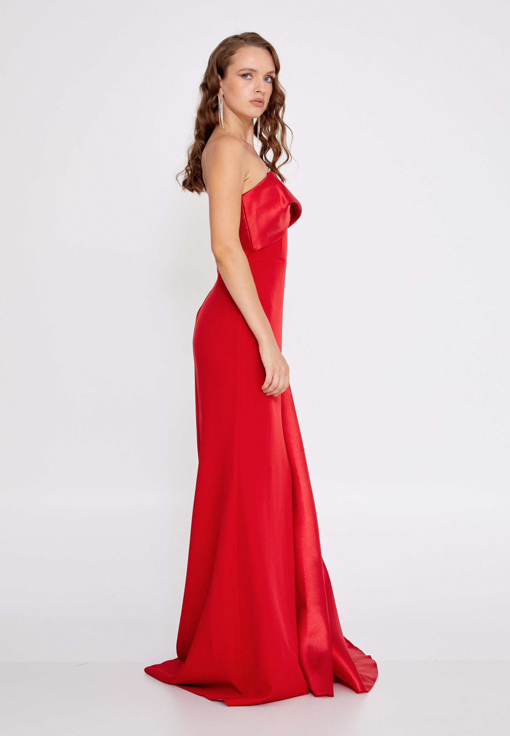 Strapless Maxi Crepe Mermaid Regular Wedding Guest Dress hot5245 - Wedding Guest Dress - Istanbul Fashion Center