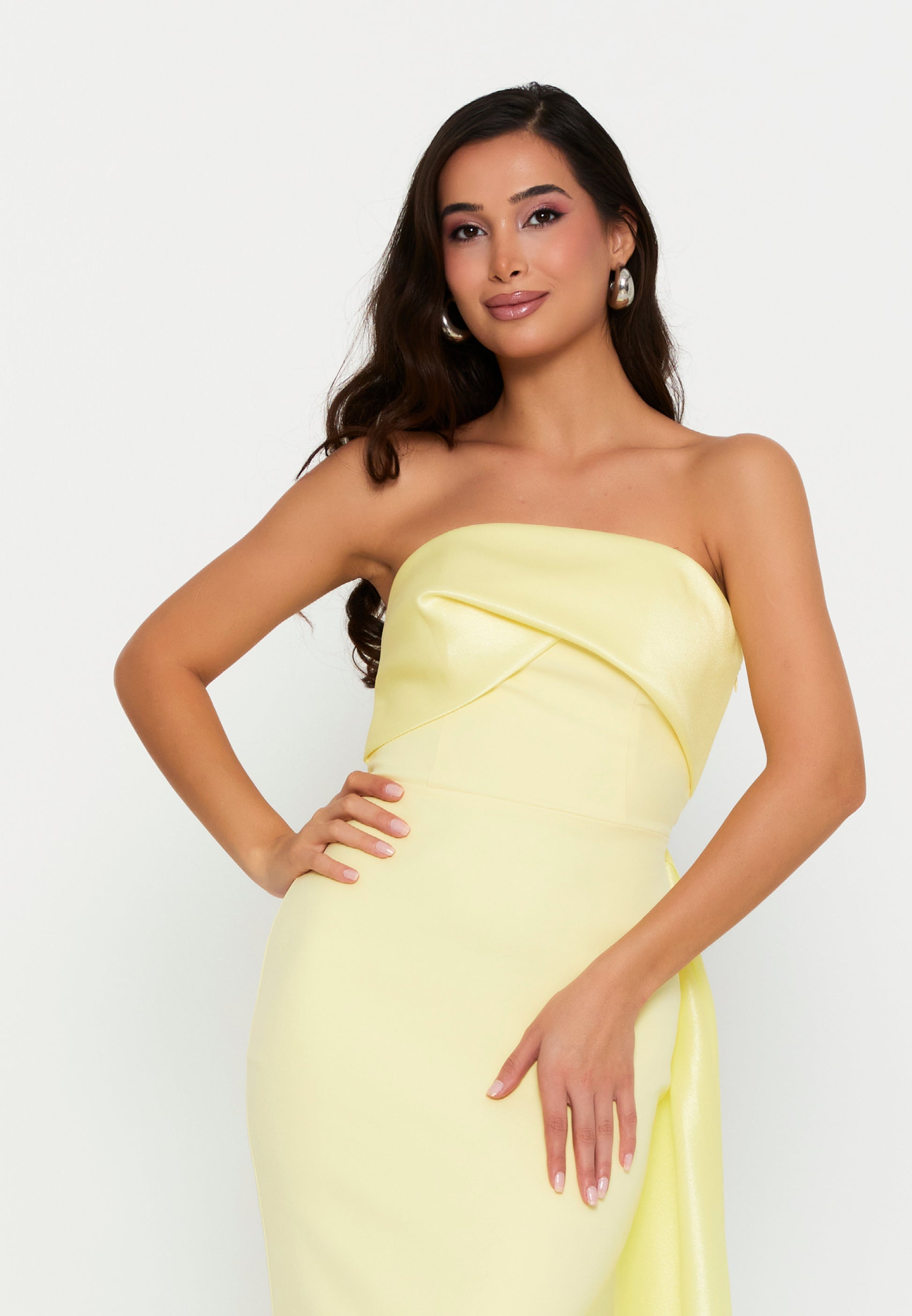 Strapless Maxi Crepe Mermaid Regular Wedding Guest Dress hot5245 - Wedding Guest Dress - Istanbul Fashion Center