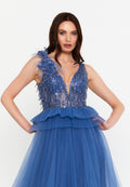Sleeveless Maxi Tulle A - Line Regular Prom Dress aln1881 - Prom Dress - Istanbul Fashion Center