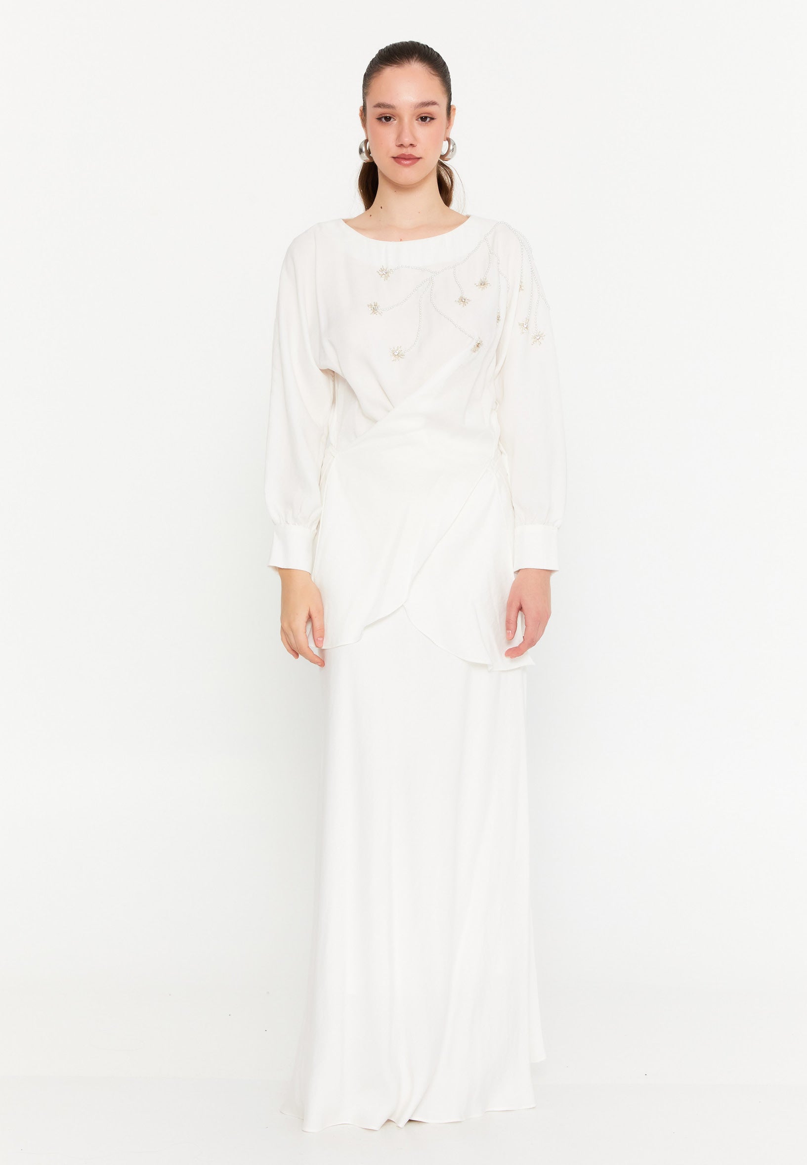 Long Sleeve Chiffon With Stones Regular Two-Piece Outfit dwn64664 - Two-Piece Outfit - Istanbul Fashion Center