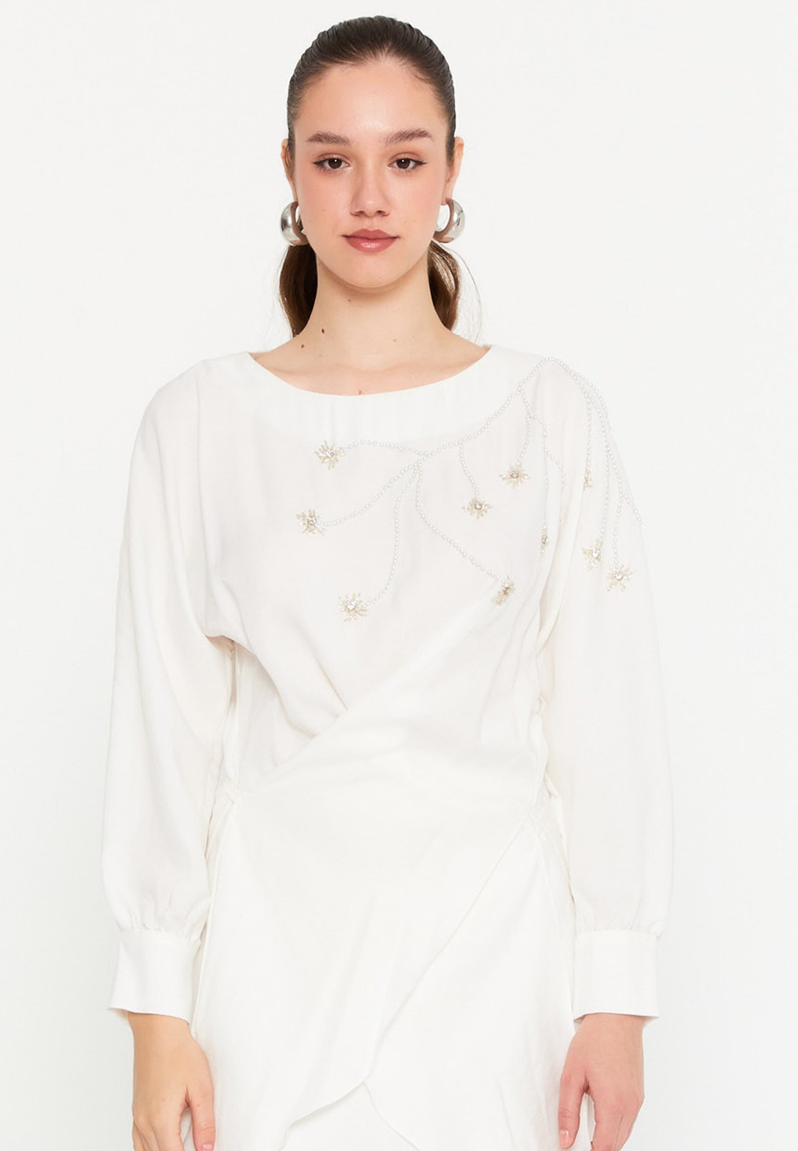 Long Sleeve Chiffon With Stones Regular Two-Piece Outfit dwn64664 - Two-Piece Outfit - Istanbul Fashion Center