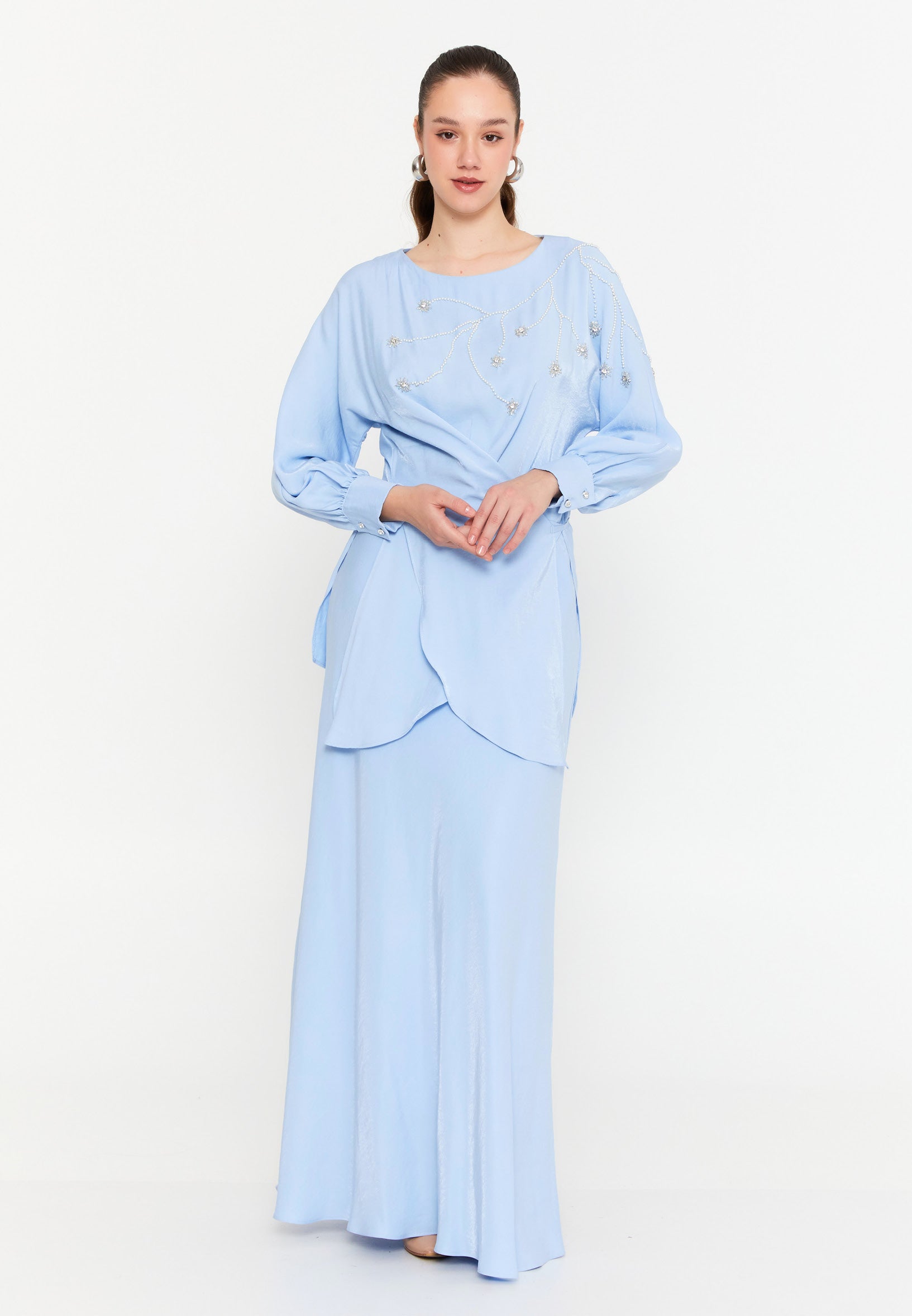 Long Sleeve Chiffon With Stones Regular Two-Piece Outfit dwn64664 - Two-Piece Outfit - Istanbul Fashion Center