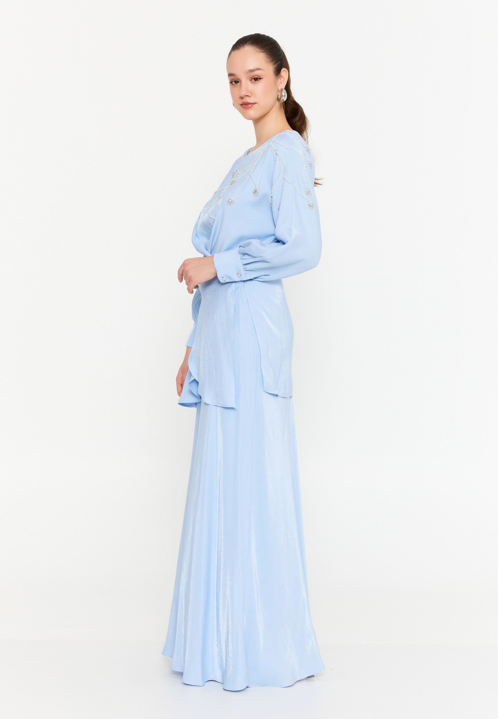 Long Sleeve Chiffon With Stones Regular Two-Piece Outfit dwn64664 - Two-Piece Outfit - Istanbul Fashion Center