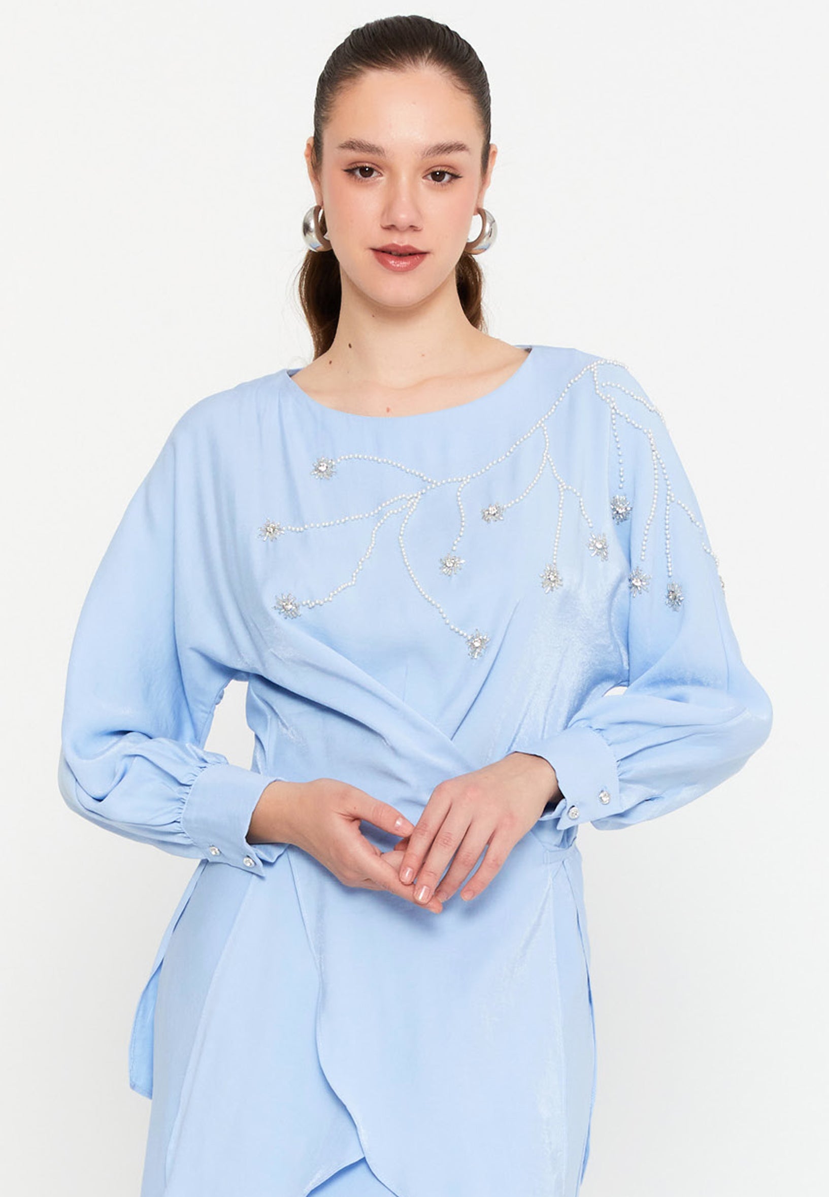 Long Sleeve Chiffon With Stones Regular Two-Piece Outfit dwn64664 - Two-Piece Outfit - Istanbul Fashion Center