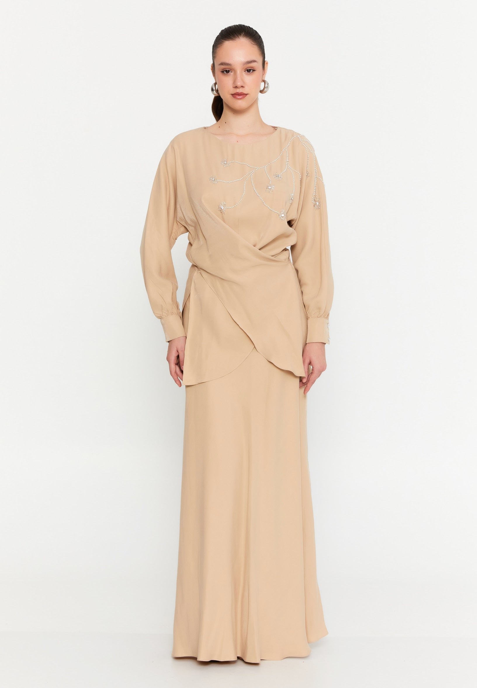 Long Sleeve Chiffon With Stones Regular Two-Piece Outfit dwn64664 - Two-Piece Outfit - Istanbul Fashion Center