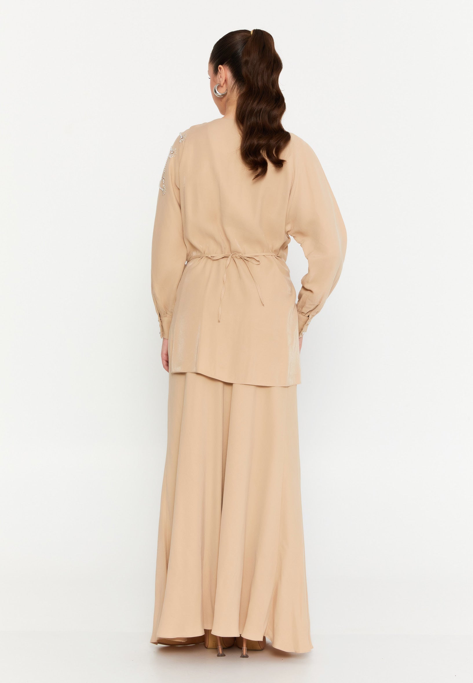Long Sleeve Chiffon With Stones Regular Two-Piece Outfit dwn64664 - Two-Piece Outfit - Istanbul Fashion Center