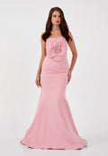 Strapless Maxi Crepe Mermaid Regular Wedding Guest Dress snf4120 - Wedding Guest Dress - Istanbul Fashion Center