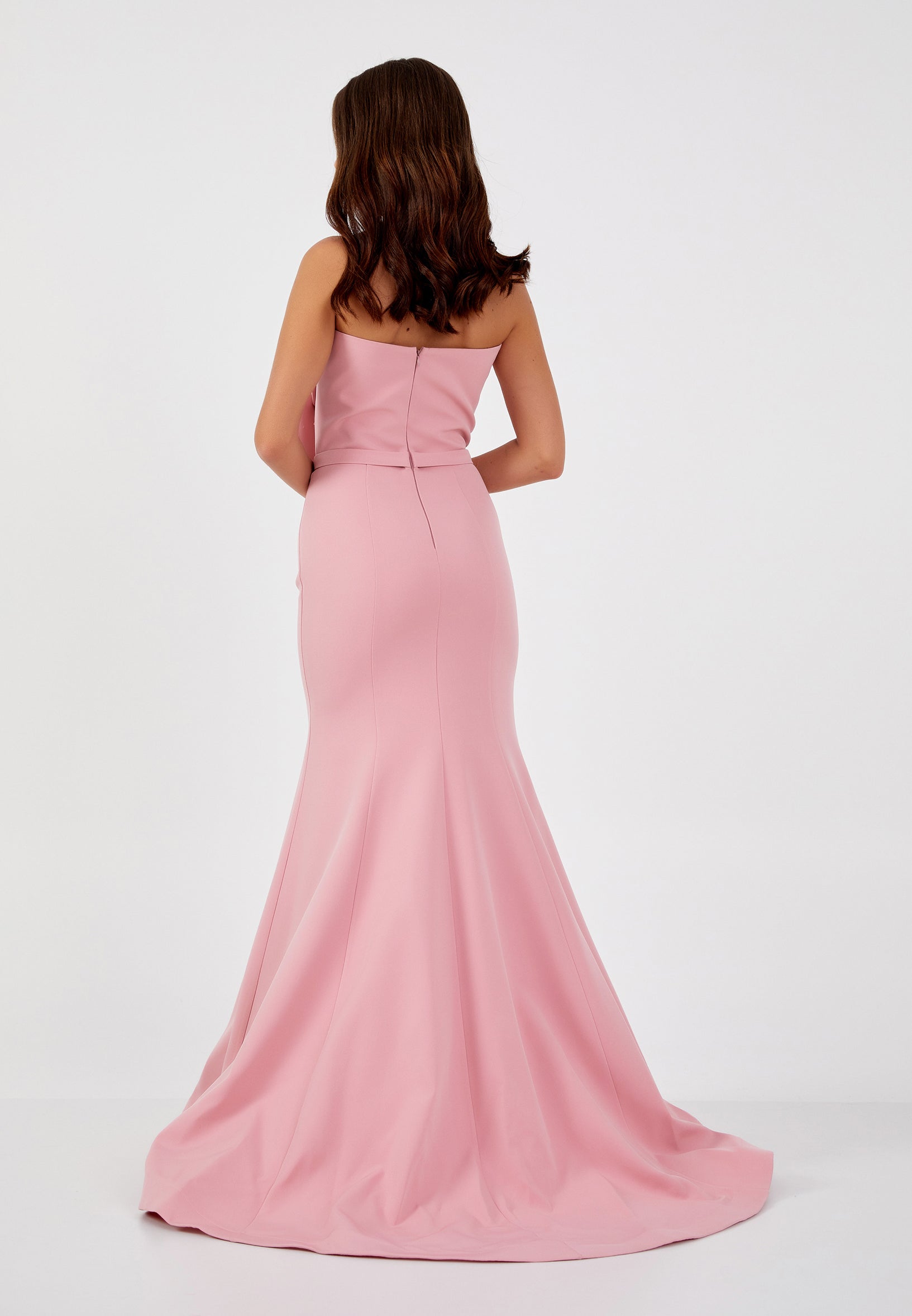 Strapless Maxi Crepe Mermaid Regular Wedding Guest Dress snf4120 - Wedding Guest Dress - Istanbul Fashion Center