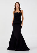 Strapless Maxi Crepe Mermaid Regular Wedding Guest Dress snf4120 - Wedding Guest Dress - Istanbul Fashion Center