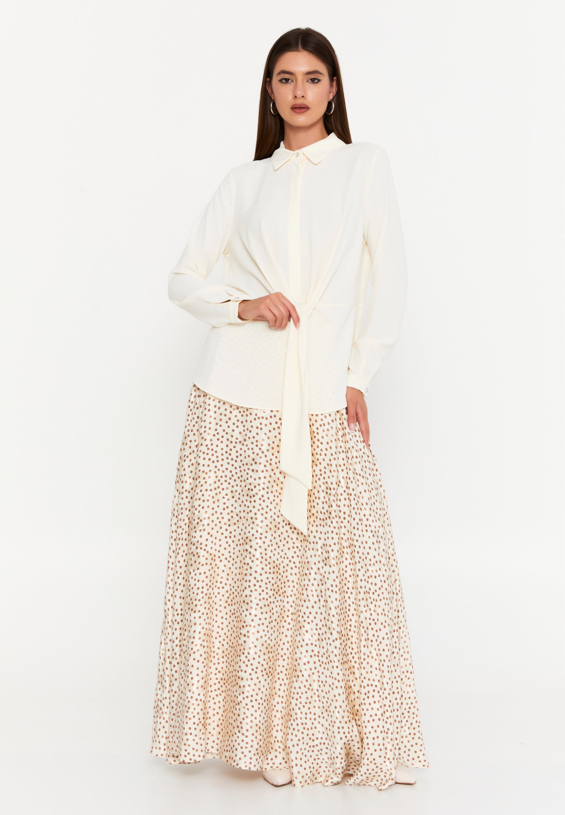 Long Sleeve Chiffon Geometric Regular Two-Piece Outfit dwn65066 - Two-Piece Outfit - Istanbul Fashion Center