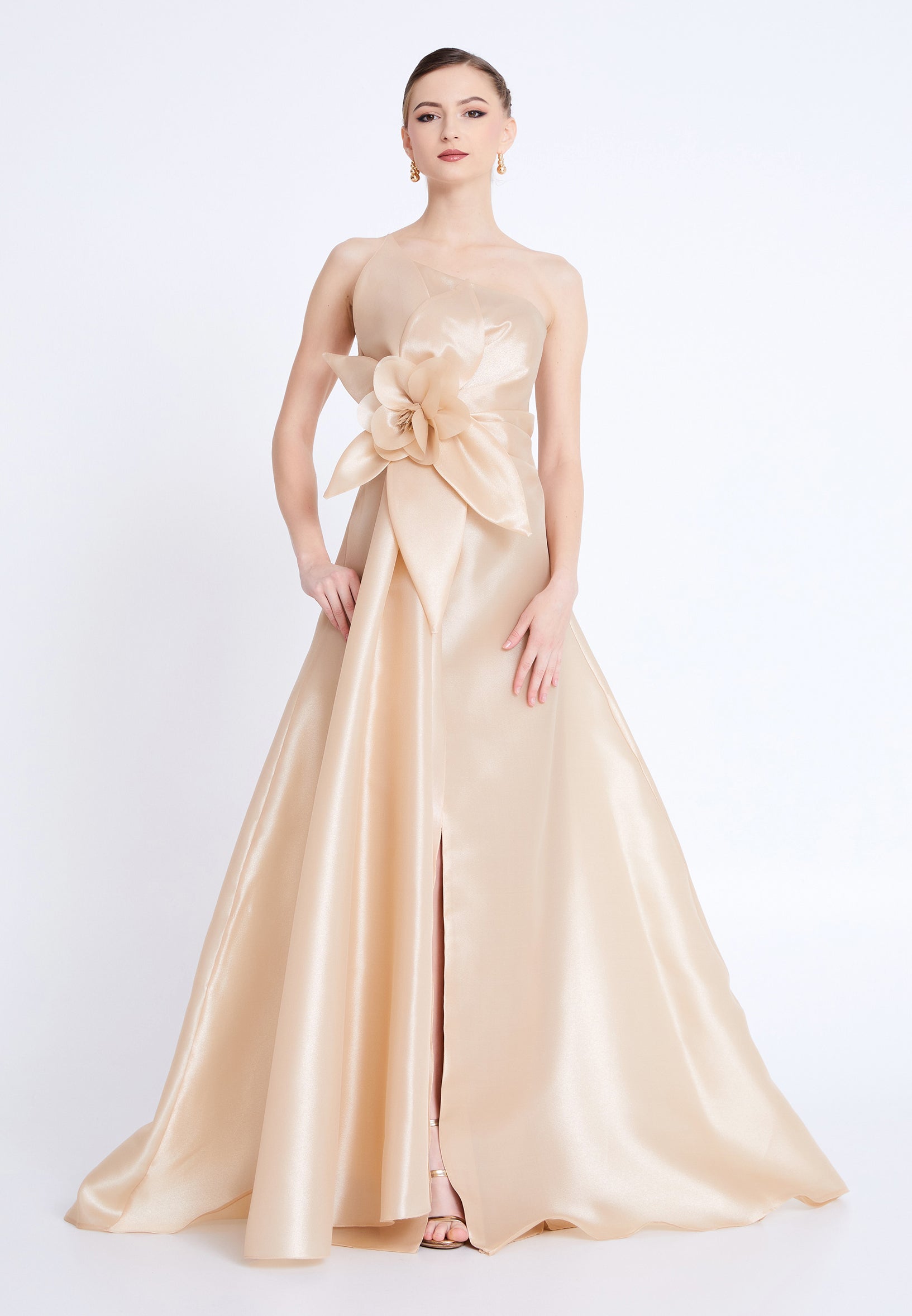 Strapless Maxi Polyester A - Line Regular Prom Dress aln1815 - Prom Dress - Istanbul Fashion Center