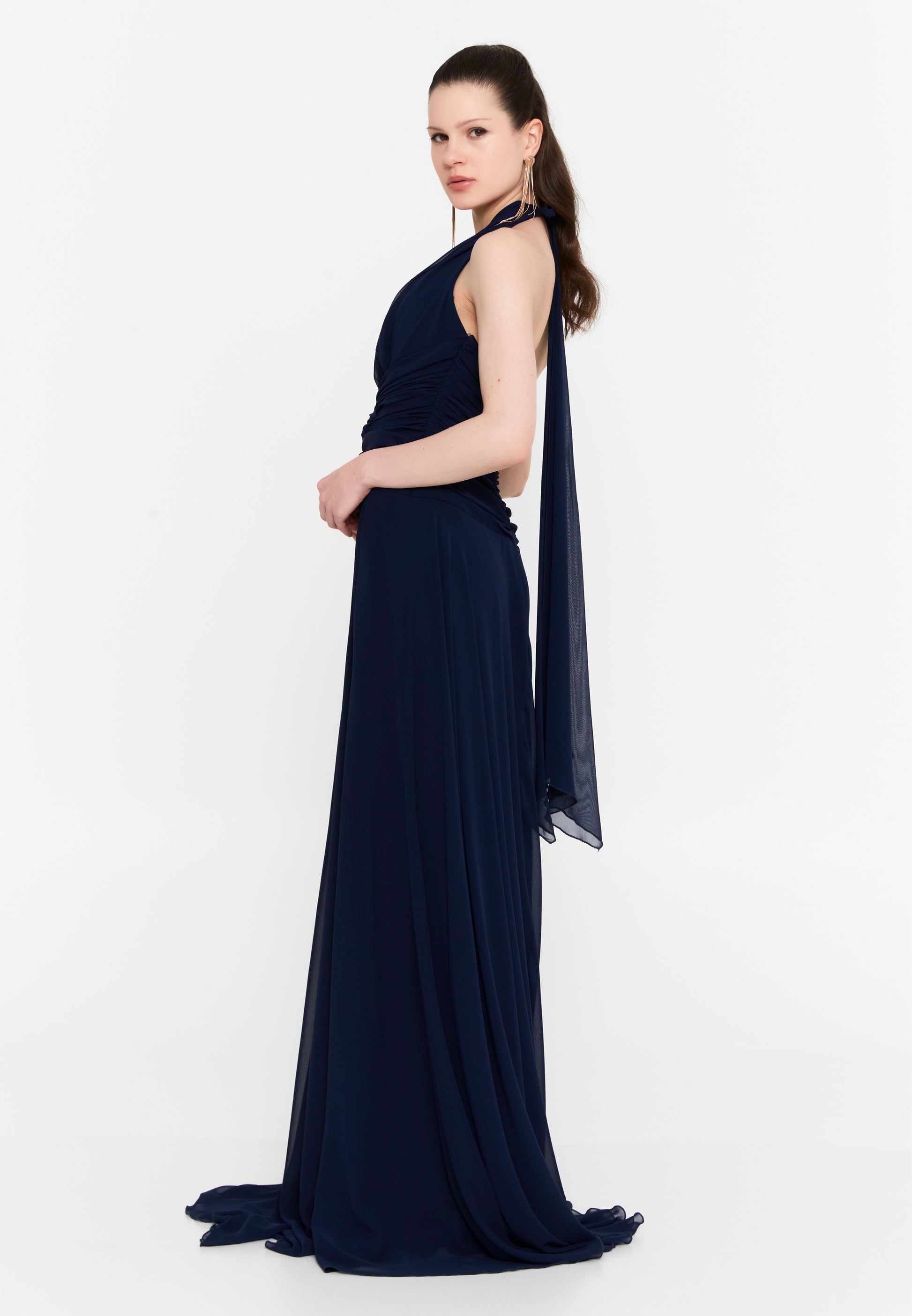 Sleeveless Maxi Chiffon Column Regular Wedding Guest Dress aln1914 - Wedding Guest Dress - Istanbul Fashion Center