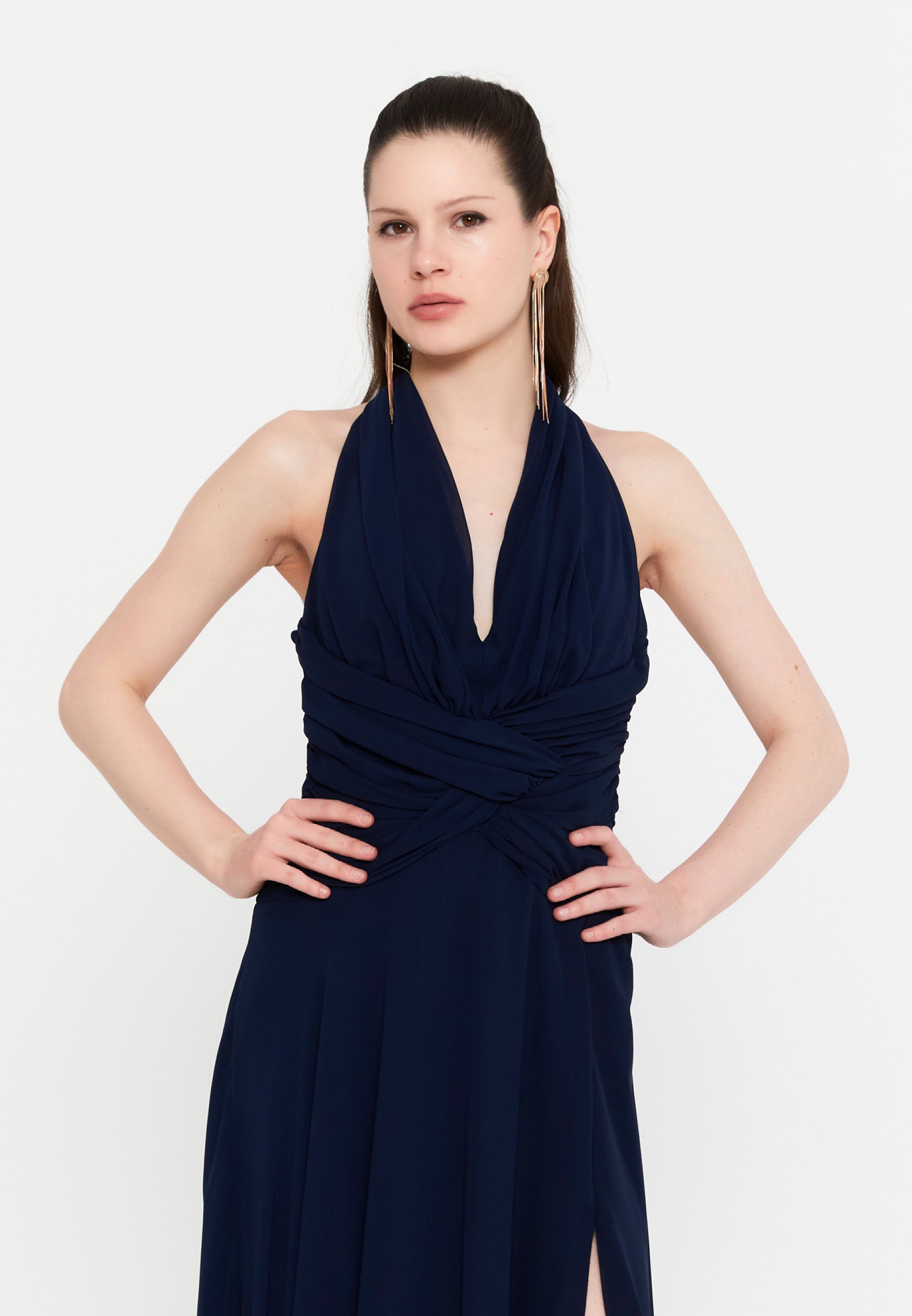 Sleeveless Maxi Chiffon Column Regular Wedding Guest Dress aln1914 - Wedding Guest Dress - Istanbul Fashion Center