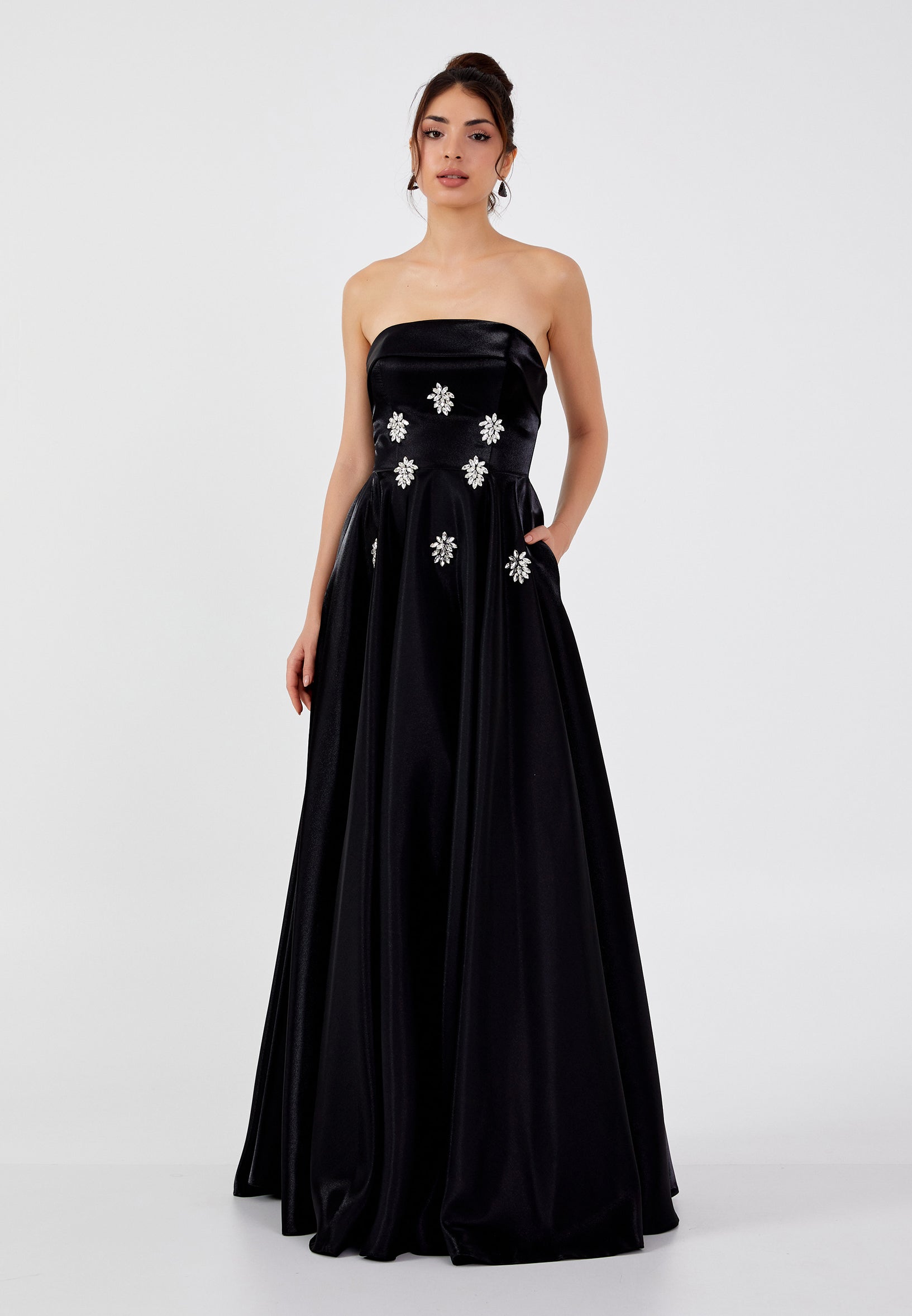 Strapless Maxi Polyester A - Line Regular Prom Dress ins3117 - Prom Dress - Istanbul Fashion Center