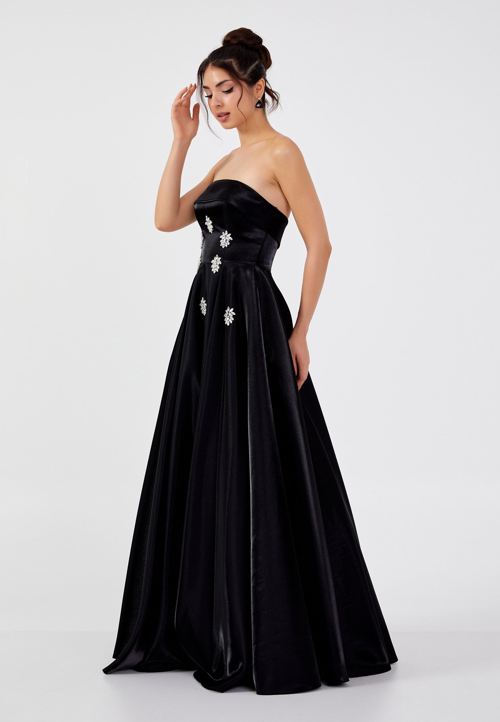 Strapless Maxi Polyester A - Line Regular Prom Dress ins3117 - Prom Dress - Istanbul Fashion Center