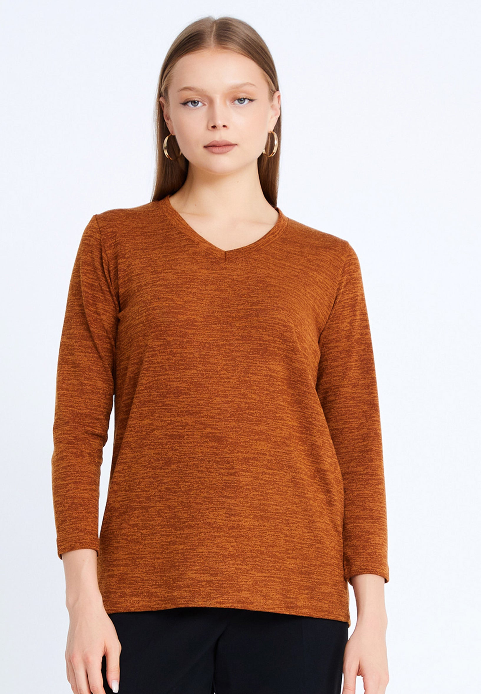 Long Sleeve Cotton Solid Color Plus Size Sweater nly230230112