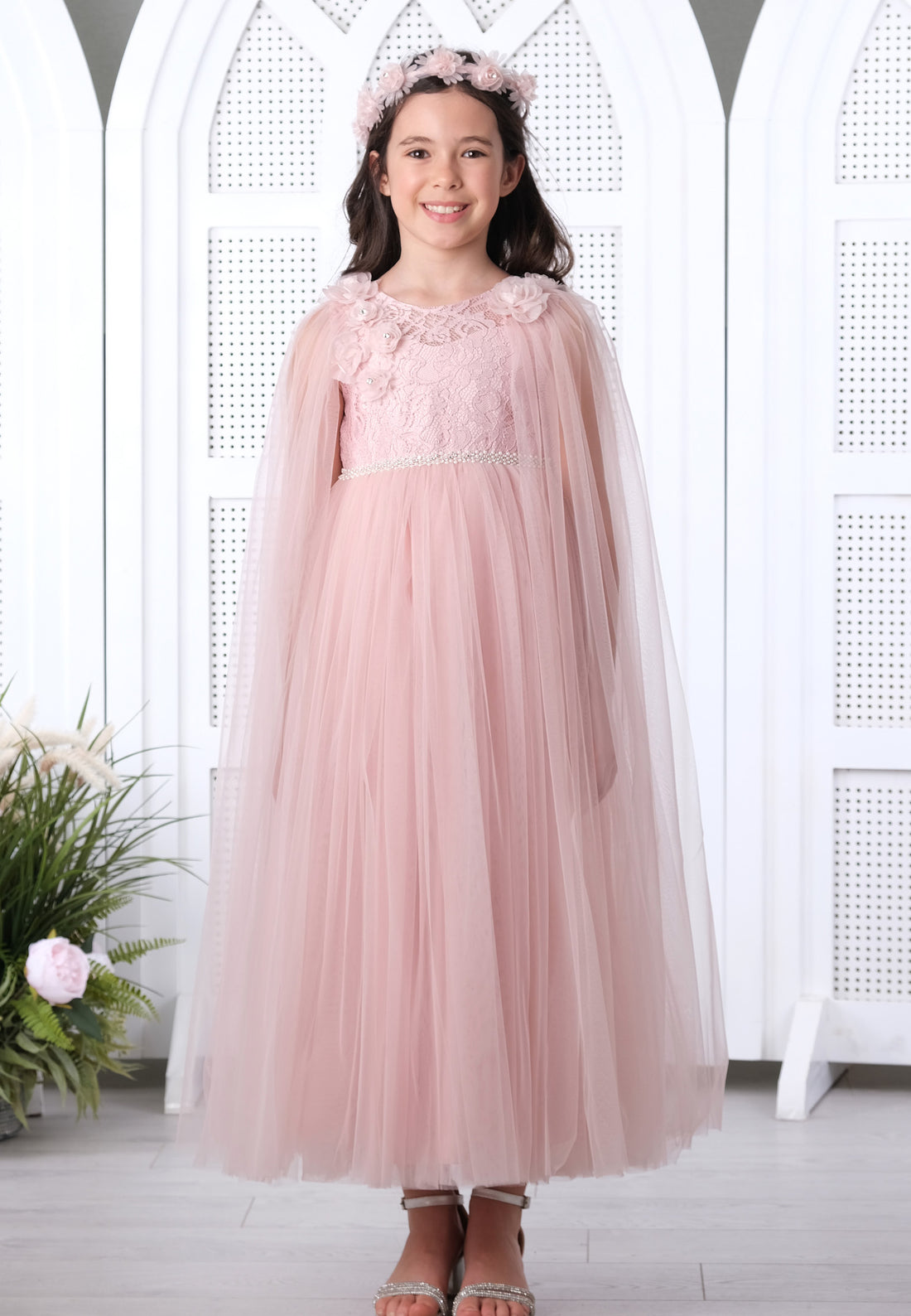 Girl Sleeveless Tulle Lacy A - Line 8 - 12 Ages Special Occasion Dress lvo3098