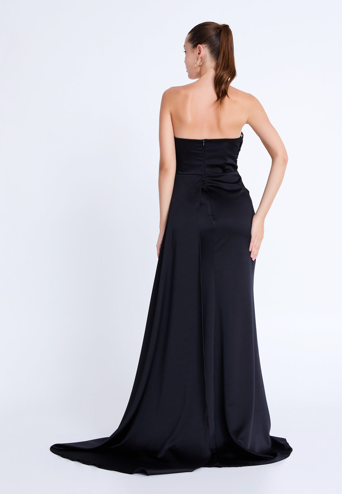 Strapless Maxi Satin Mermaid Regular Wedding Guest Dress blm927