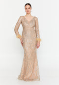Long Sleeve Maxi Tulle Mermaid Regular Wedding Guest Dress lns3831 - Wedding Guest Dress - Istanbul Fashion Center