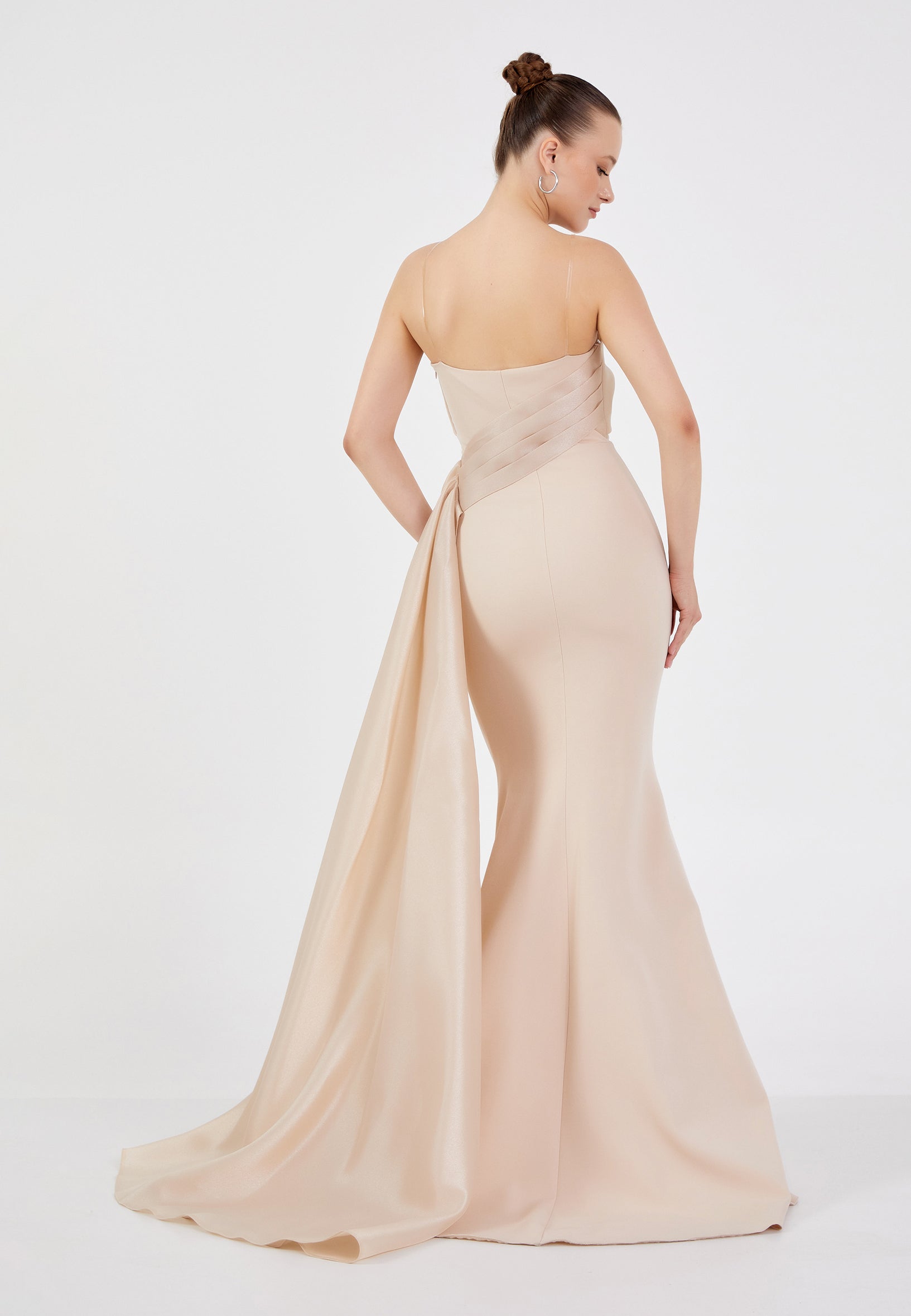 Strapless Maxi Crepe Mermaid Regular Wedding Guest Dress hot5245 - Wedding Guest Dress - Istanbul Fashion Center