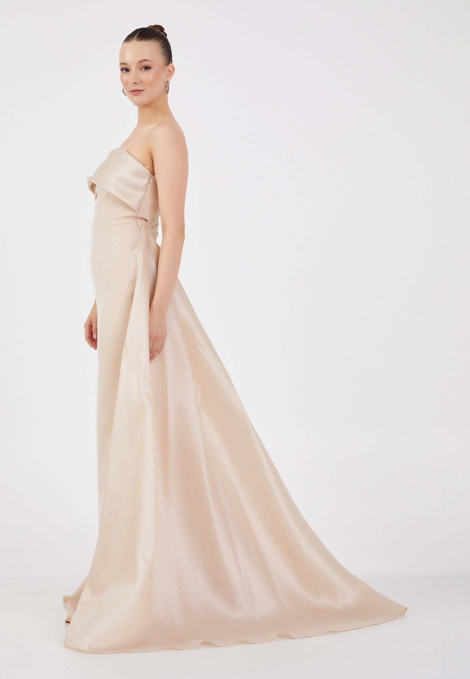 Strapless Maxi Crepe Mermaid Regular Wedding Guest Dress hot5245 - Wedding Guest Dress - Istanbul Fashion Center