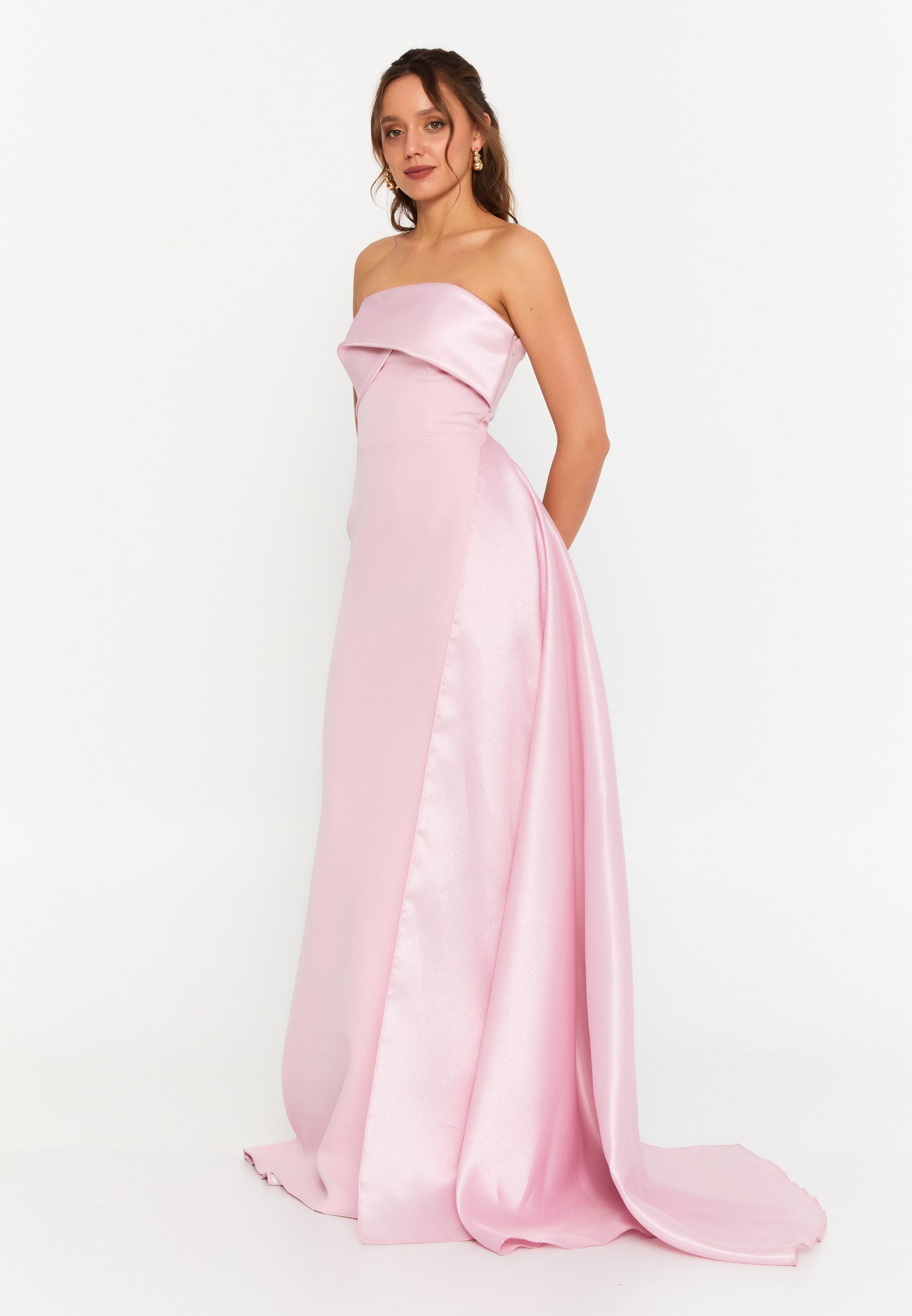 Strapless Maxi Crepe Mermaid Regular Wedding Guest Dress hot5245 - Wedding Guest Dress - Istanbul Fashion Center