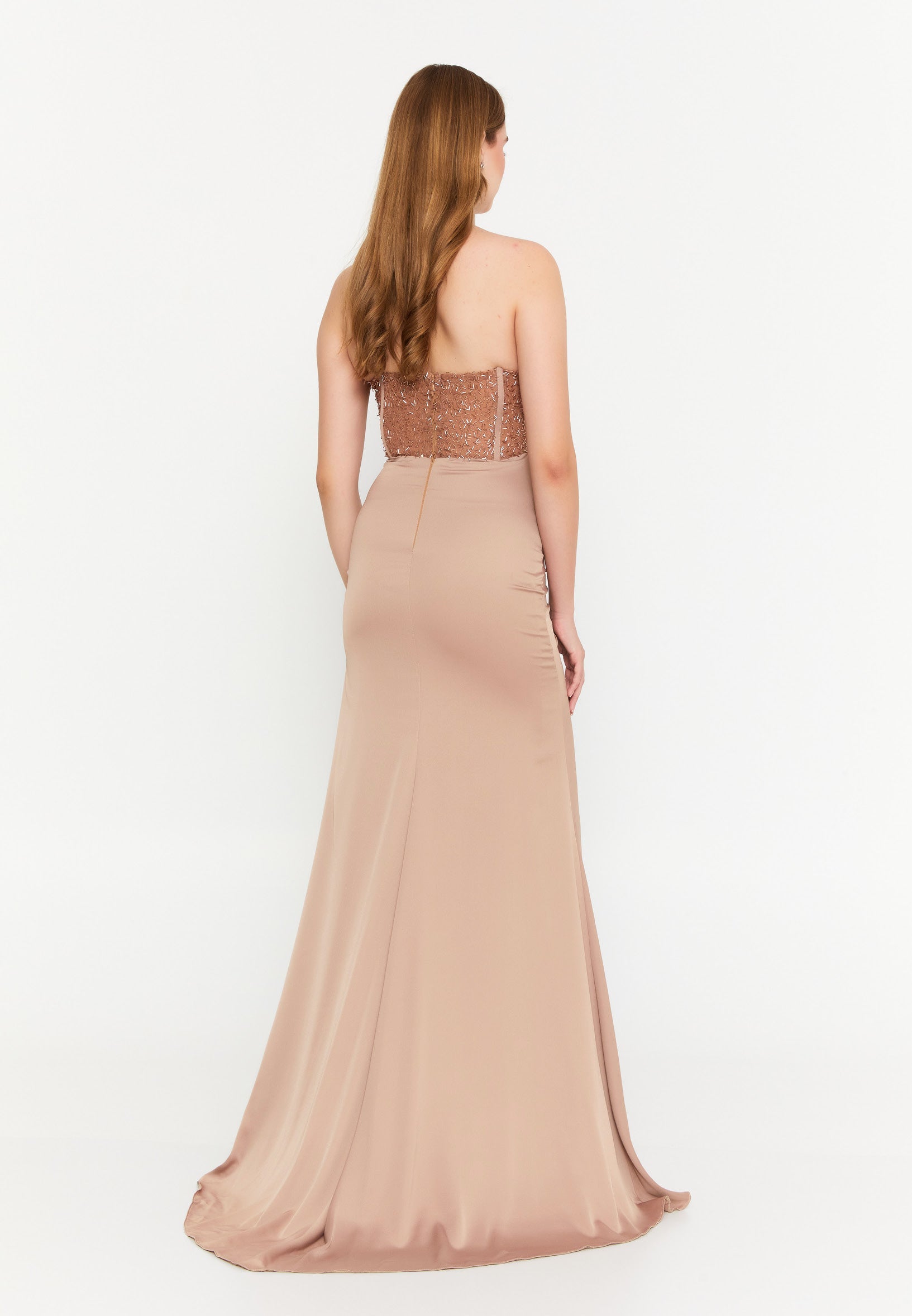 Strapless Maxi Viscose Mermaid Regular Wedding Guest Dress stn5263 - Wedding Guest Dress - Istanbul Fashion Center