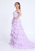 Off Shoulder Maxi Tulle Column Regular Prom Dress mti1109 - Prom Dress - Istanbul Fashion Center