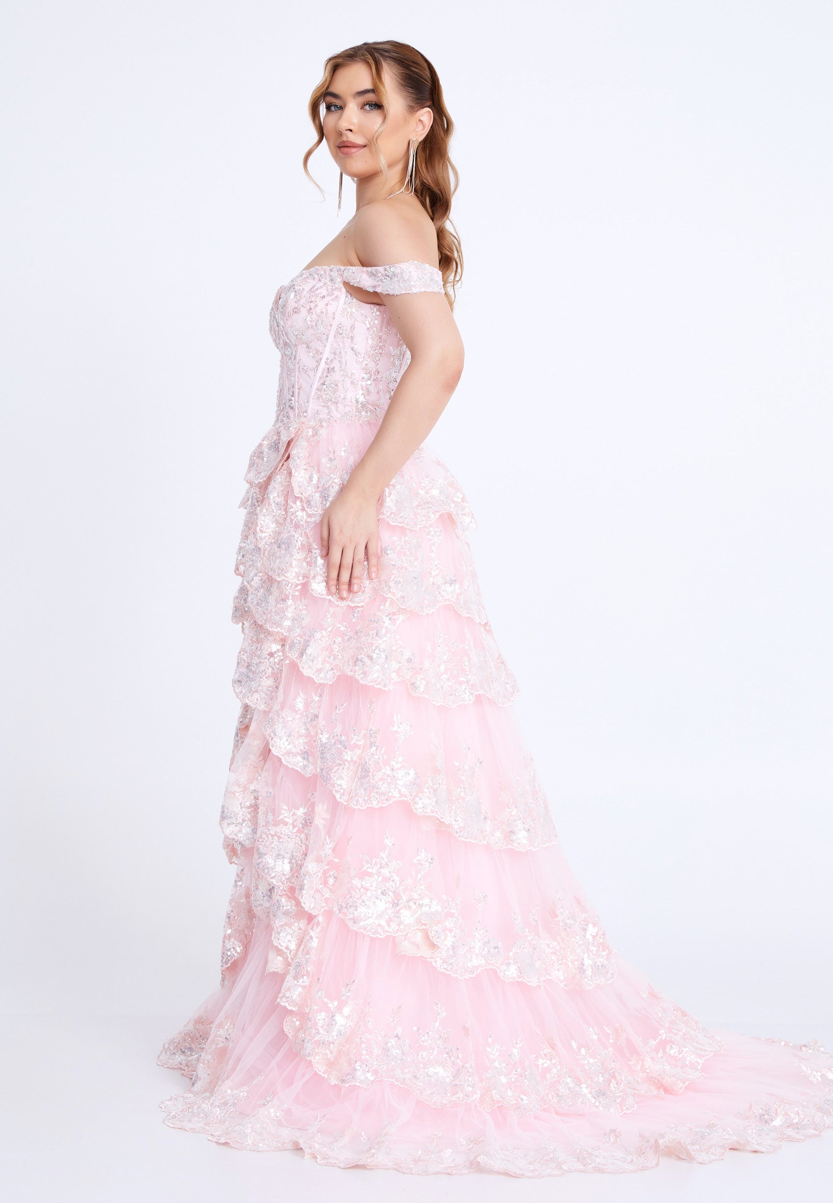 Off Shoulder Maxi Tulle Column Regular Prom Dress mti1109 - Prom Dress - Istanbul Fashion Center