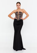 Strapless Maxi Satin Mermaid Regular Wedding Guest Dress ren6253 - Wedding Guest Dress - Istanbul Fashion Center