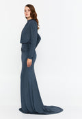 Long Sleeve Maxi Lycra Column Regular Prom Dress drr2209 - Prom Dress - Istanbul Fashion Center