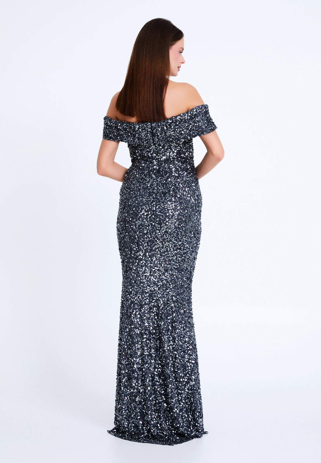 Off Shoulder Maxi Sequin Mermaid Regular Wedding Guest Dress fvl6195