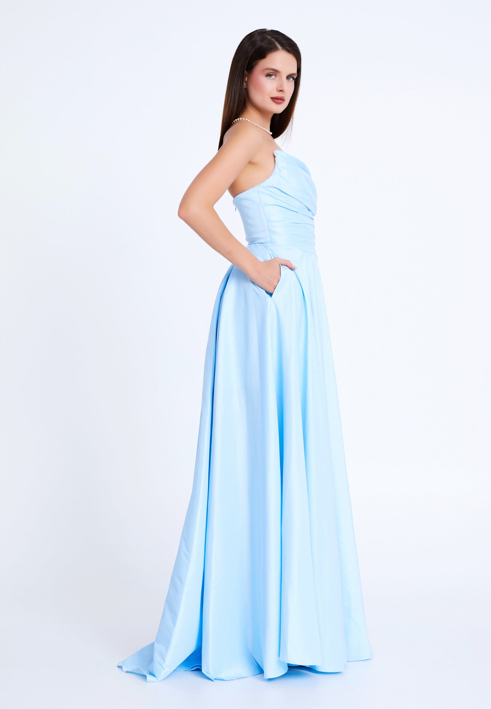 Strapless Maxi Polyester Column Regular Wedding Guest Dress hot5104 - Wedding Guest Dress - Istanbul Fashion Center