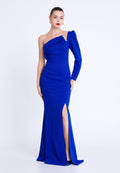 One Shoulder Maxi Viscose Mermaid Regular Wedding Guest Dress see10032 - Wedding Guest Dress - Istanbul Fashion Center