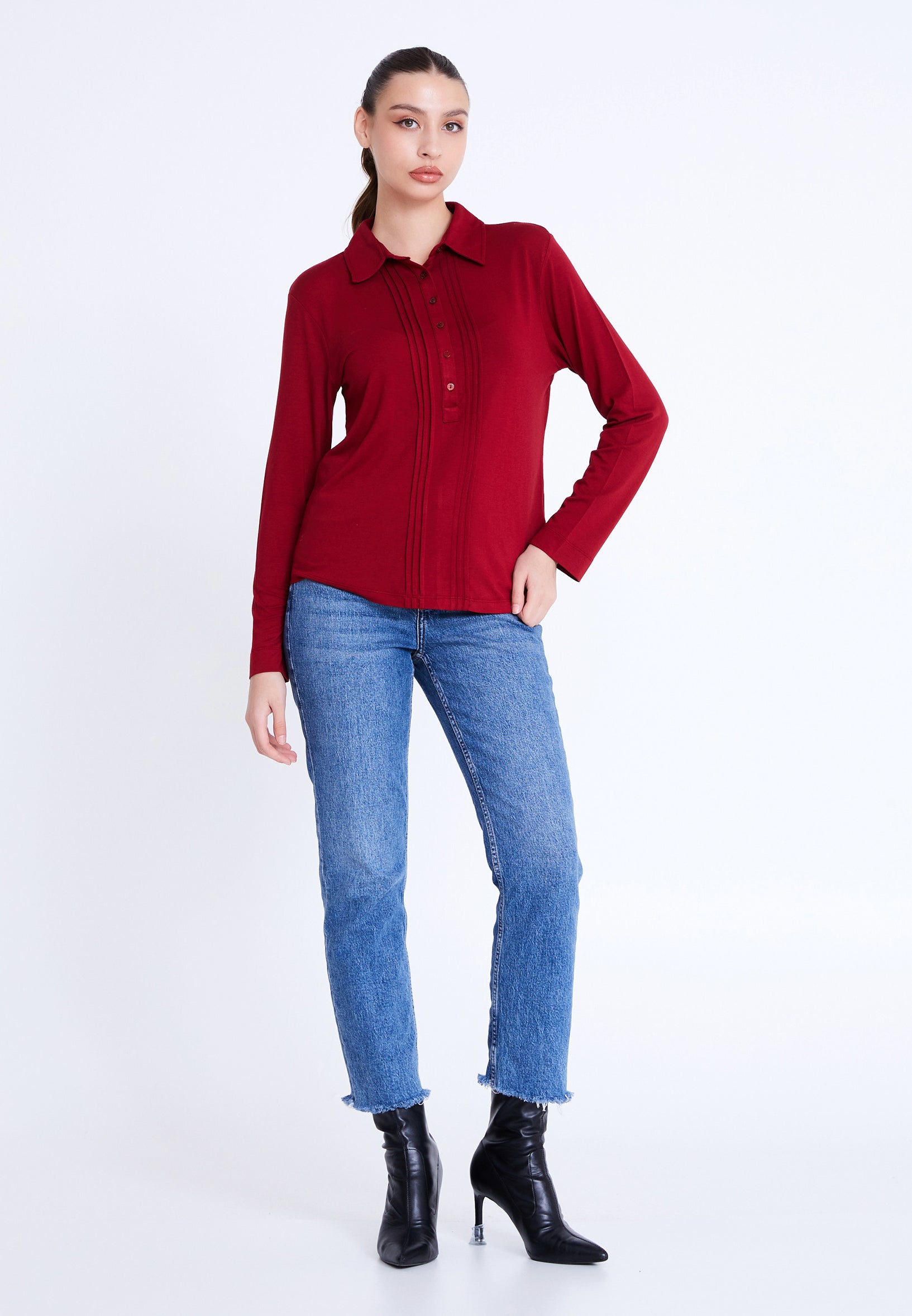 Long Sleeve Solid Color Regular Blouse blb25k1310 - Blouse - Istanbul Fashion Center