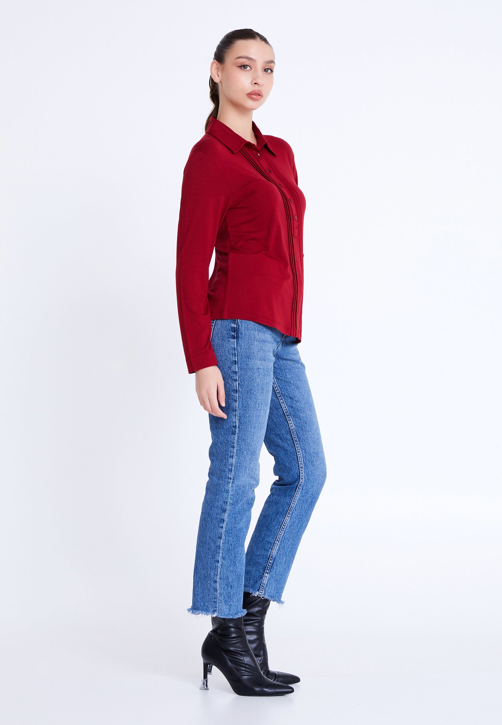 Long Sleeve Solid Color Regular Blouse blb25k1310 - Blouse - Istanbul Fashion Center