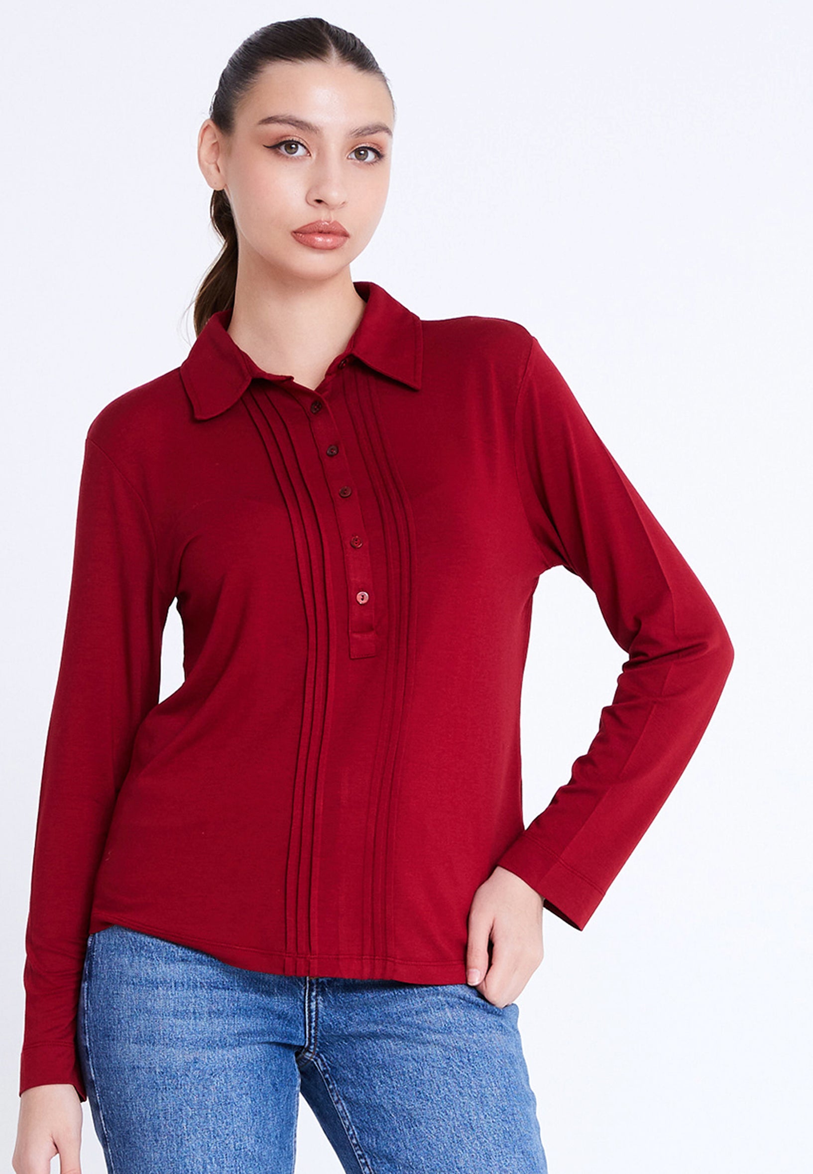 Long Sleeve Solid Color Regular Blouse blb25k1310 - Blouse - Istanbul Fashion Center