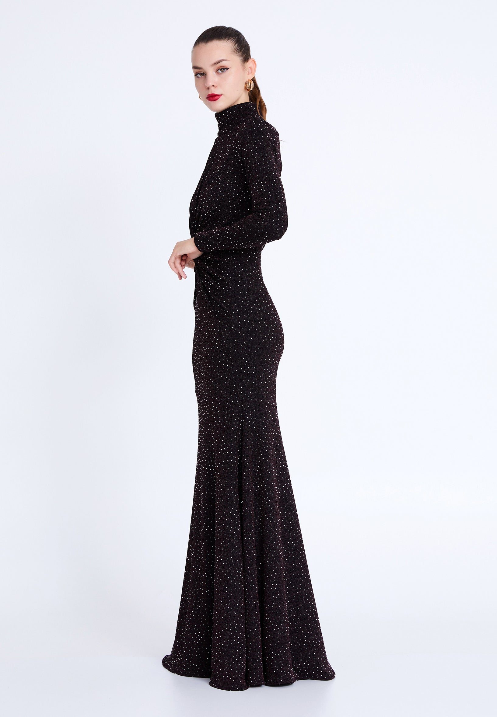 Long Sleeve Maxi Lycra Mermaid Regular Wedding Guest Dress see10155 - Wedding Guest Dress - Istanbul Fashion Center