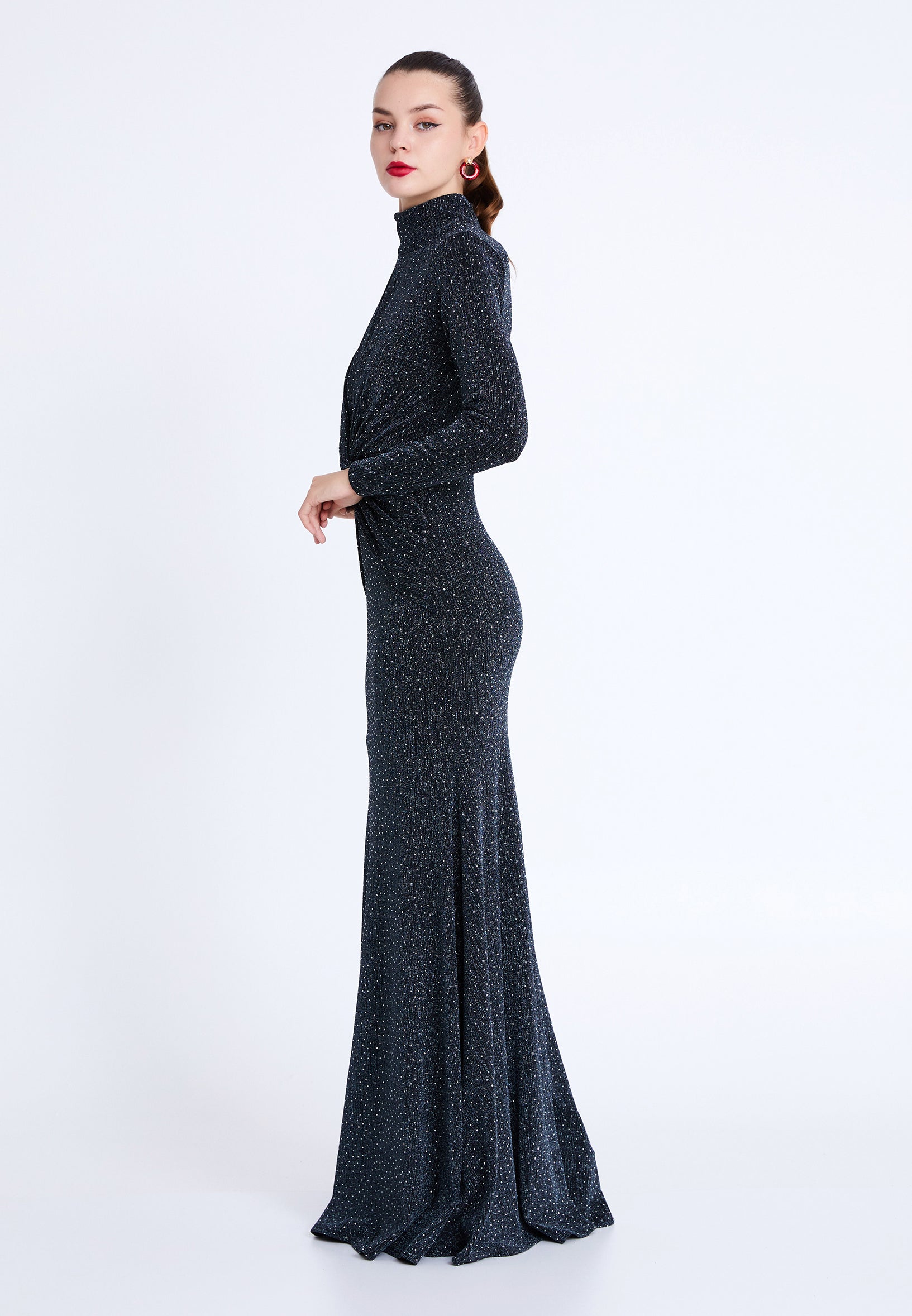 Long Sleeve Maxi Lycra Mermaid Regular Wedding Guest Dress see10155 - Wedding Guest Dress - Istanbul Fashion Center