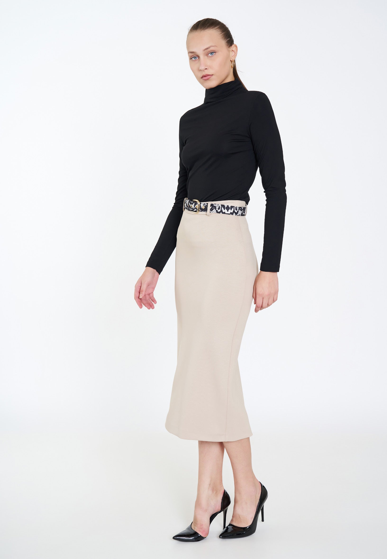 Midi Solid Color Regular Skirt sds25k31007 - Skirt - Istanbul Fashion Center